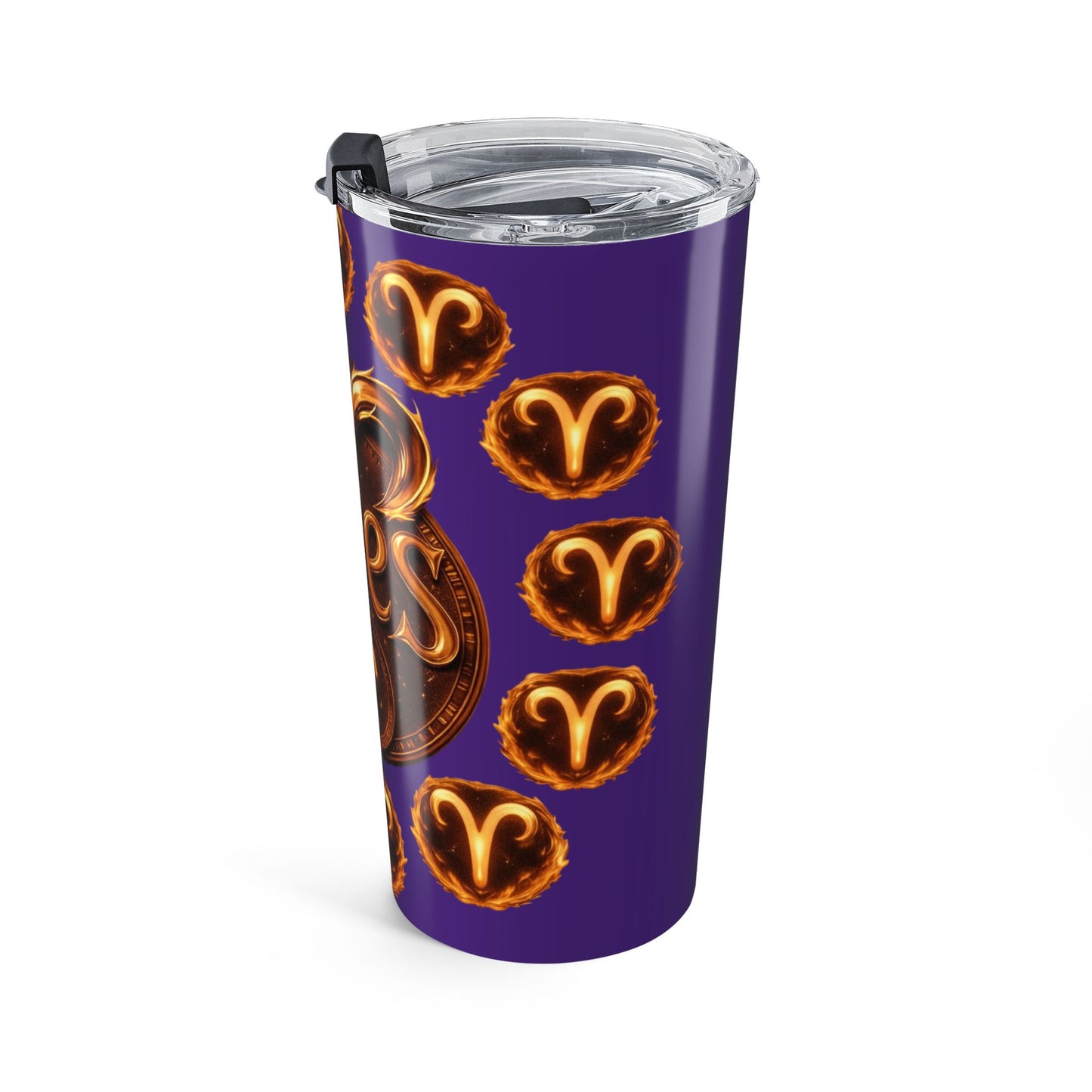 Aries Zodiac 20oz Tumbler — Purple Fire Ram Astrology Travel Mug