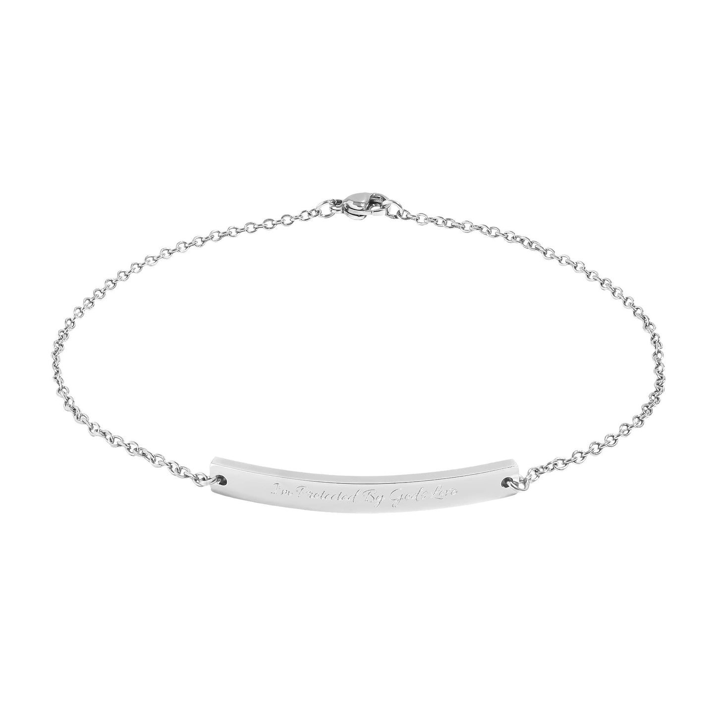 Engravable Curved Bar Anklet — Personalized Minimalist Chain Jewelry