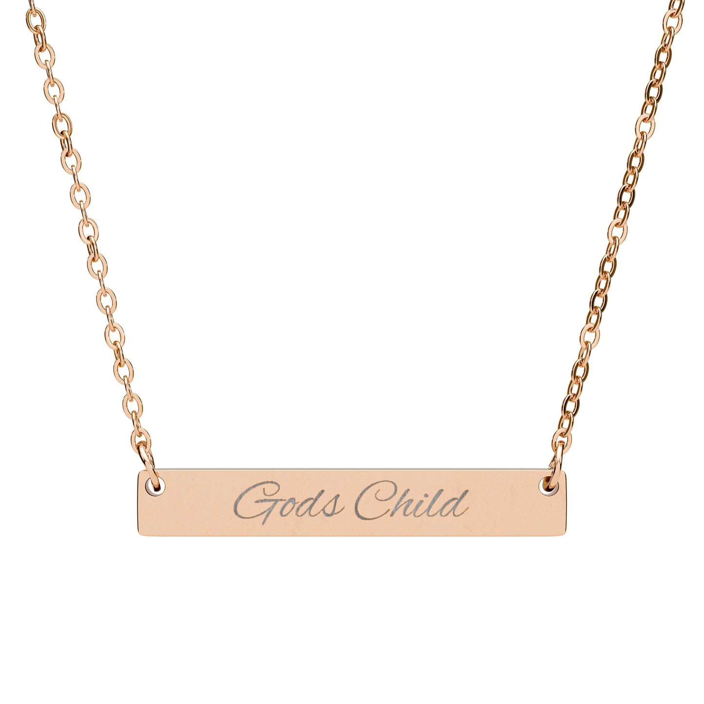Engraved "God's Child" Horizontal Bar Necklace — Personalized Faith Jewelry
