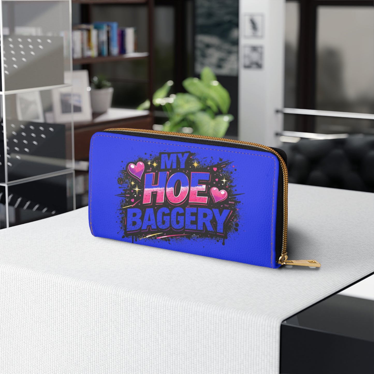 Zipper Wallet — "My Hoe Baggery" Retro Heart Graphic Wallet