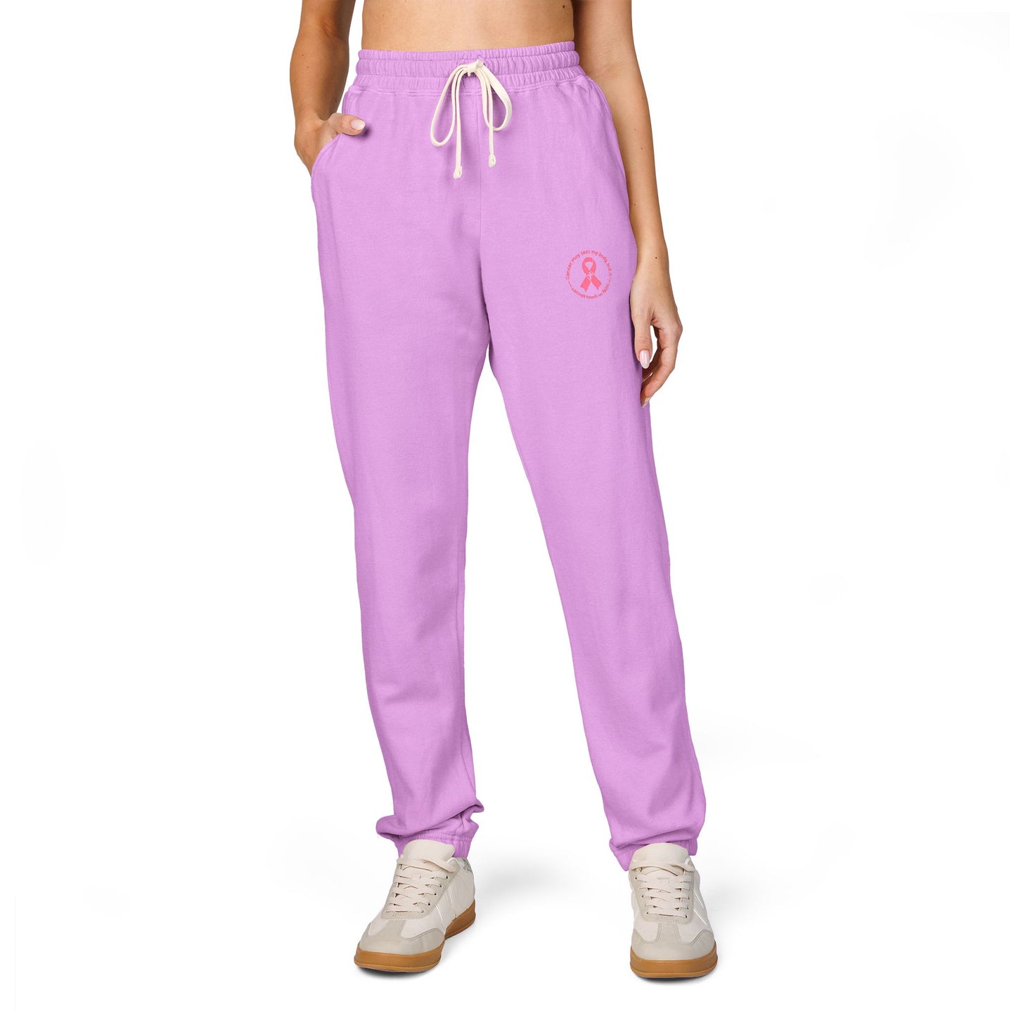 Embroidered Pink Ribbon Joggers — Cancer Awareness Sweatpants
