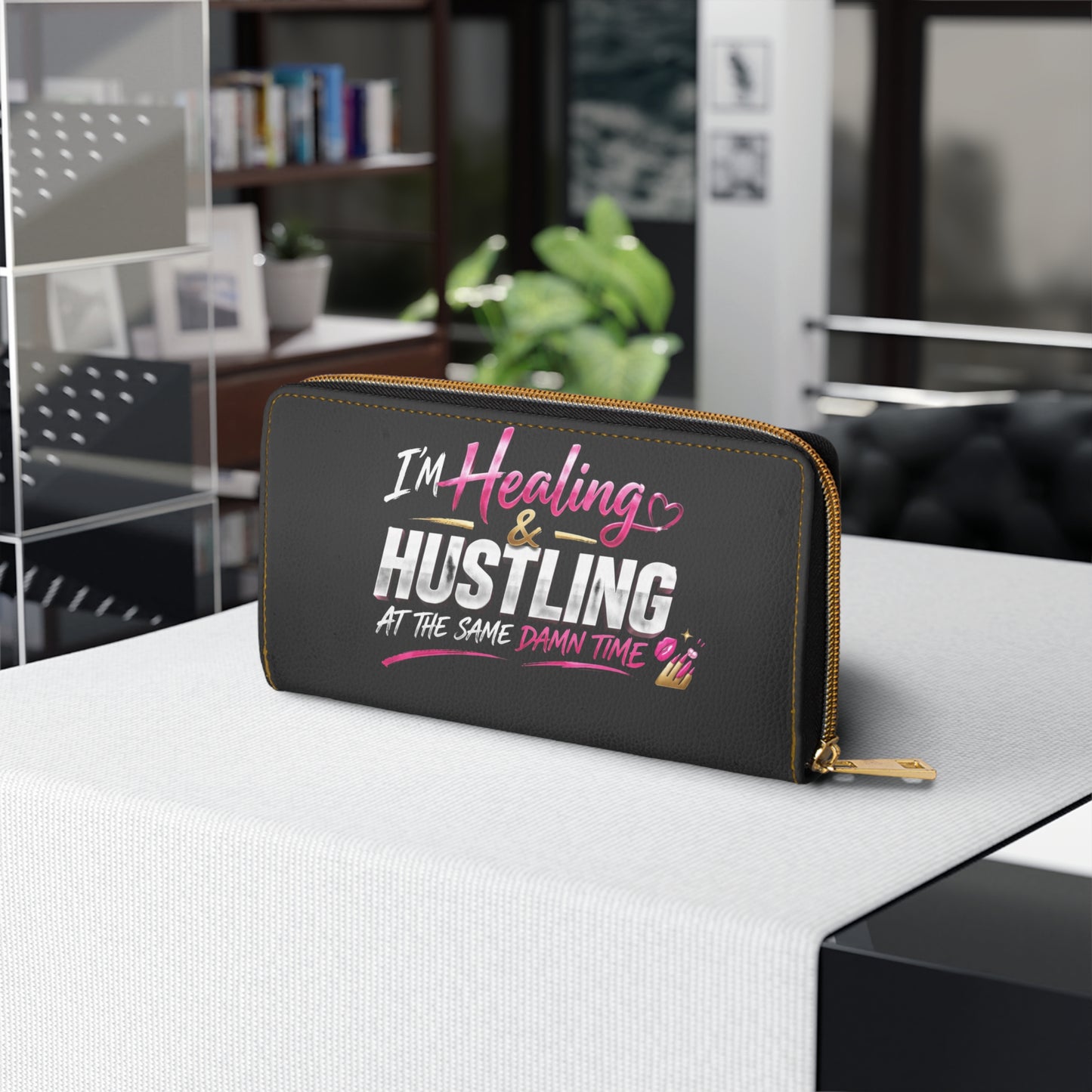 Inspirational Zipper Wallet — "I’m Pretty, I’m Powerful, I’m Unstoppable" / "I’m Healing & Hustling"