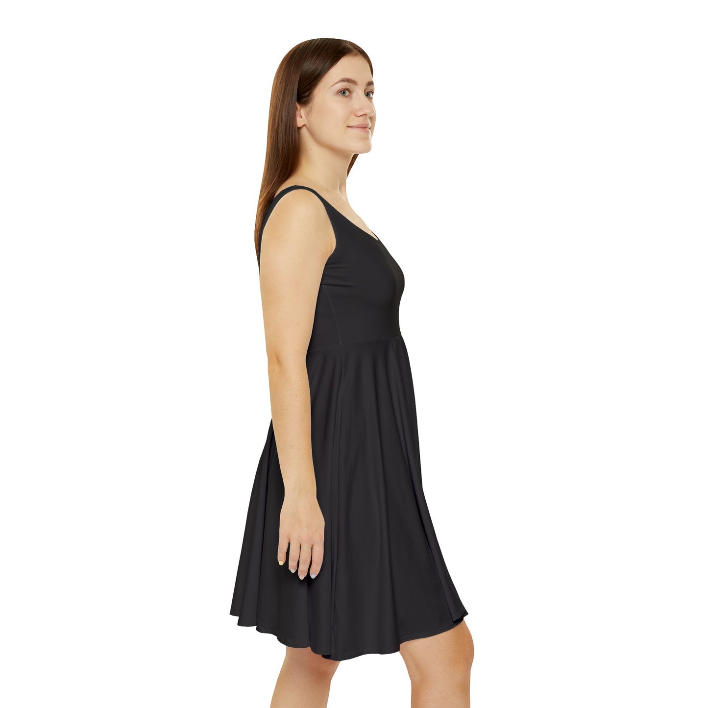 Women's Skater Sun Dress - Minimal Black AOP Casual Dress