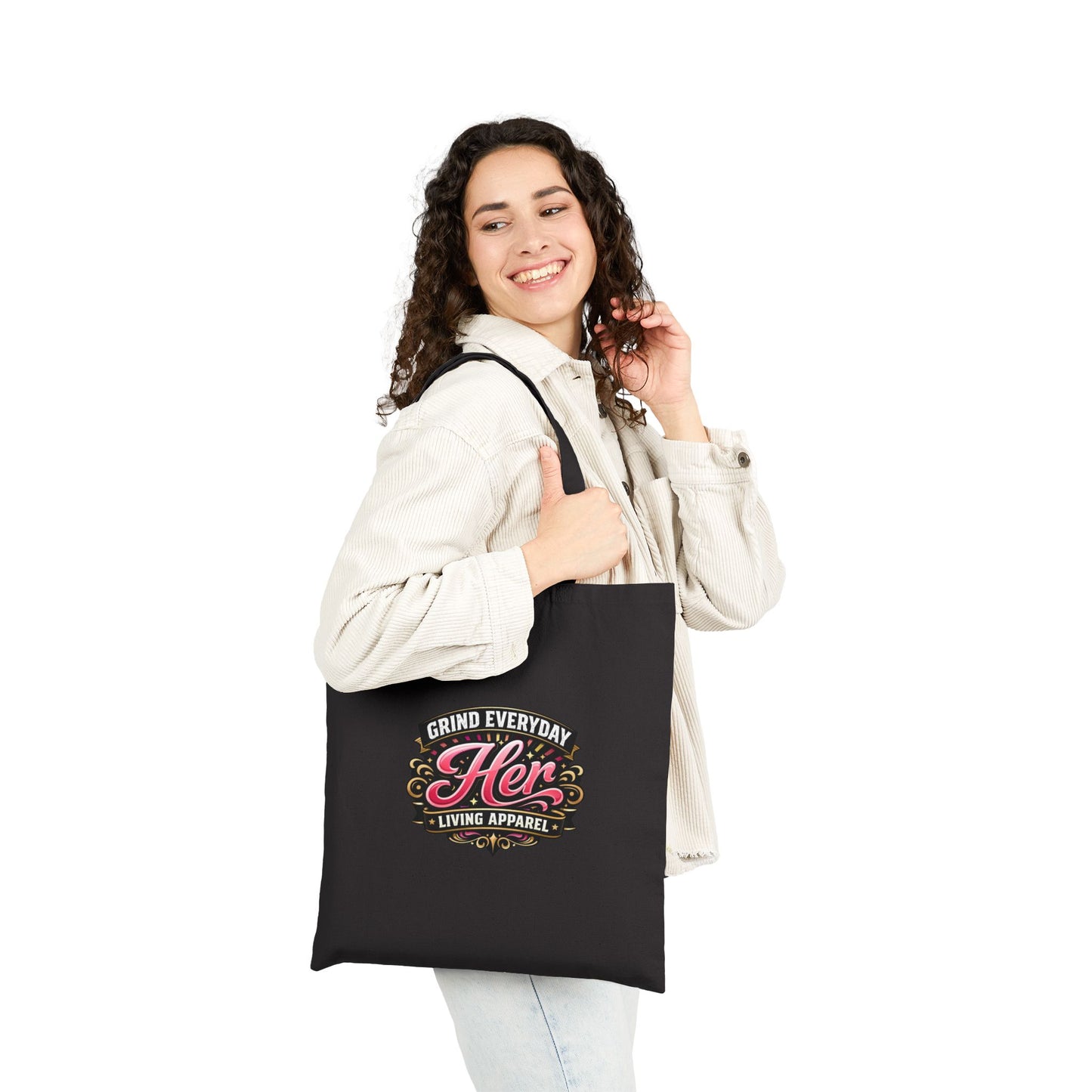 Tote Bag — "Grind Everyday Her" Vintage Logo Cotton Canvas Tote