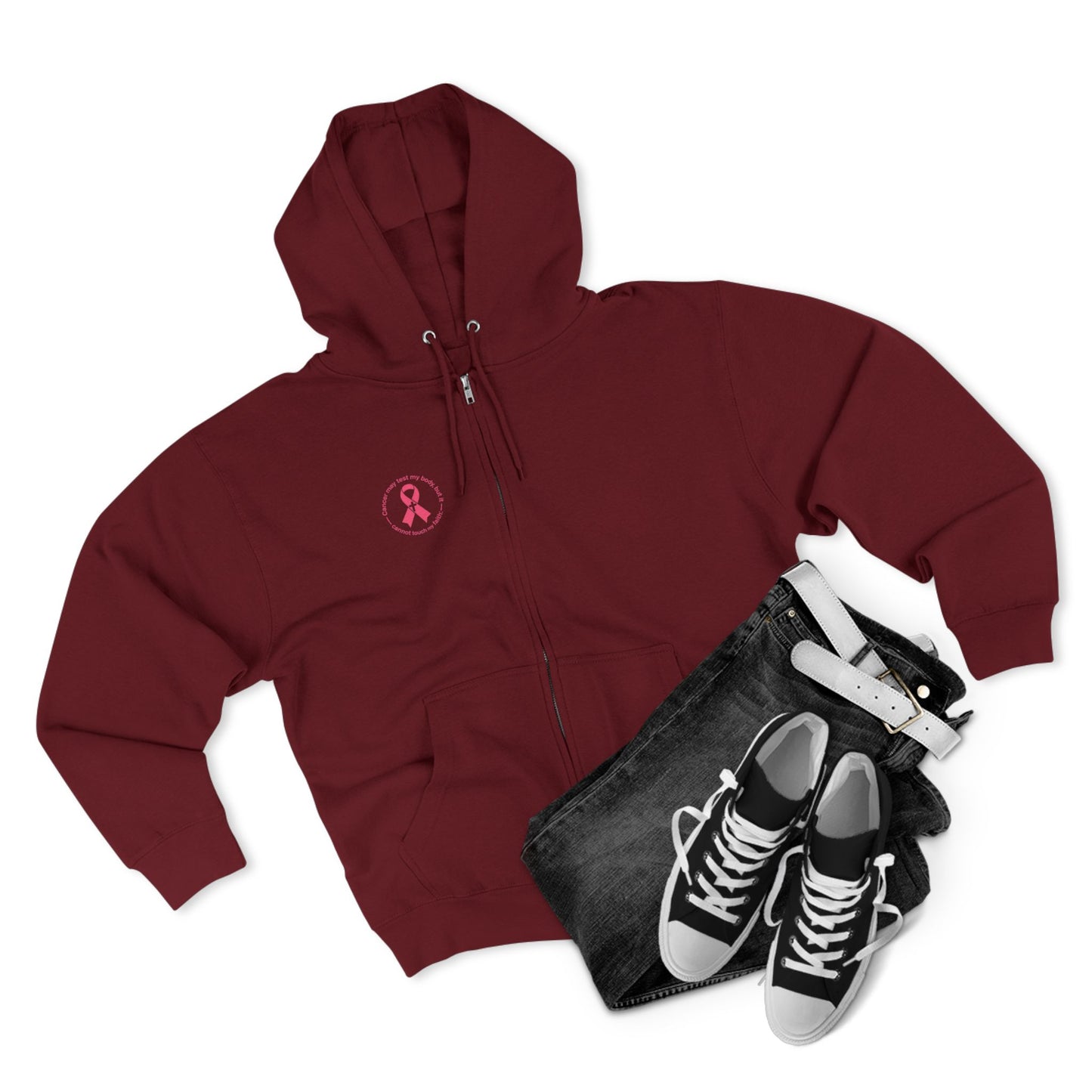 Zip Hoodie — Pink Ribbon Cancer Awareness Support Hoodie