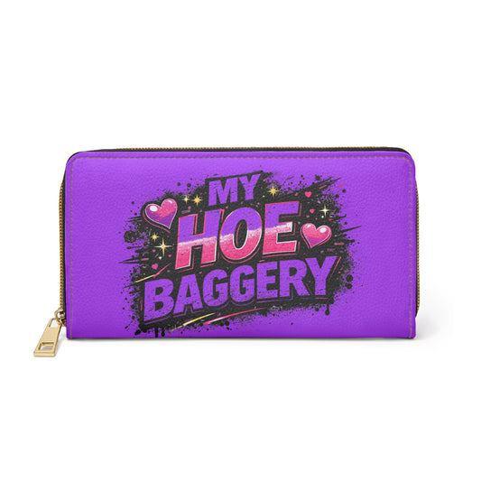 Zipper Wallet — "My Hoe Baggery" Bold Graphic Wallet (Purple)