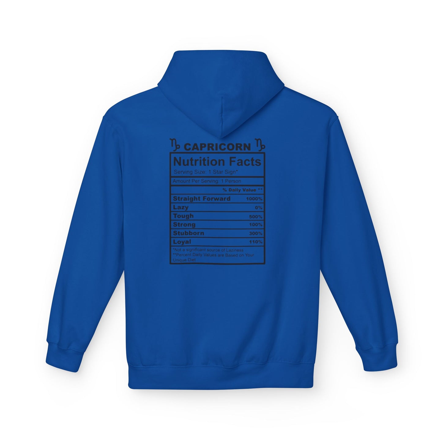 Capricorn Hoodie — Zodiac Nutrition Facts Graphic Sweatshirt