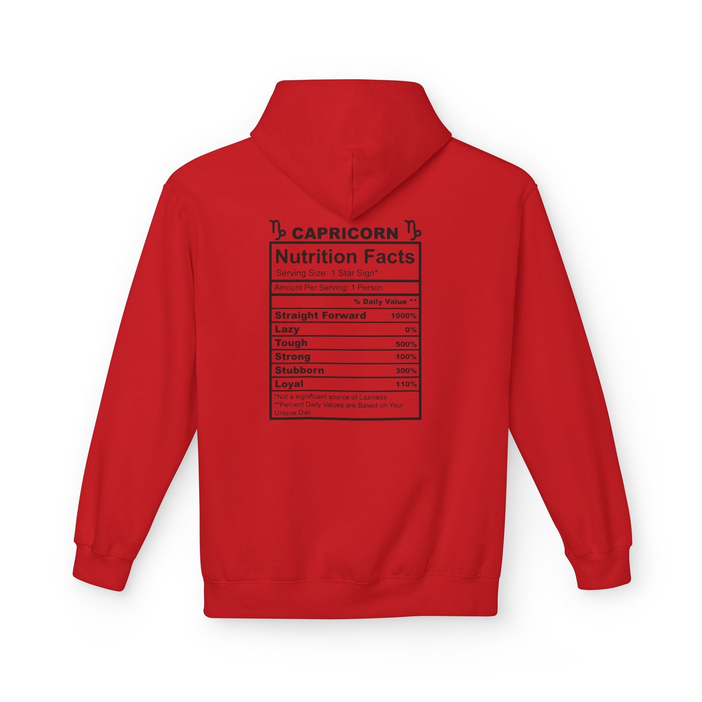 Capricorn Hoodie — Zodiac Nutrition Facts Graphic Sweatshirt