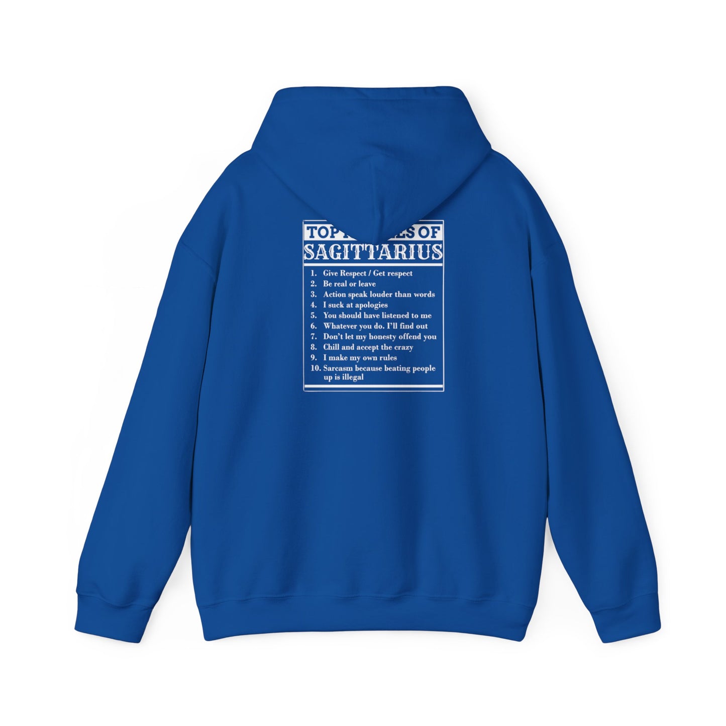 Sagittarius Zodiac Hoodie – Astrology Archer Graphic Sweatshirt with 'Top 10 Traits of Sagittarius' Back Print