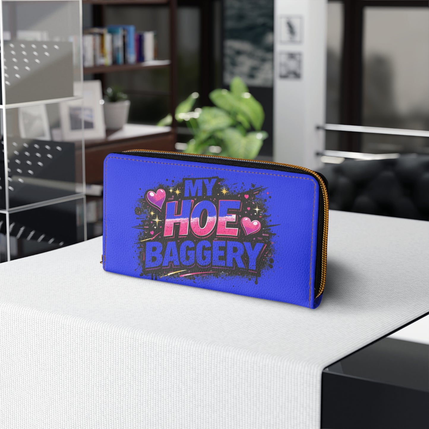 Zipper Wallet — "My Hoe Baggery" Retro Heart Graphic Wallet