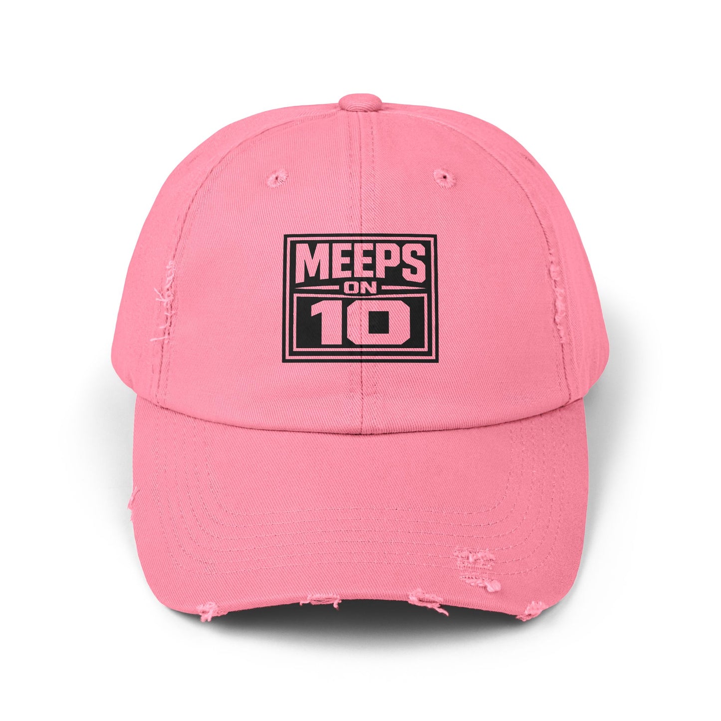 Meeps on 10 Distressed Baseball Cap