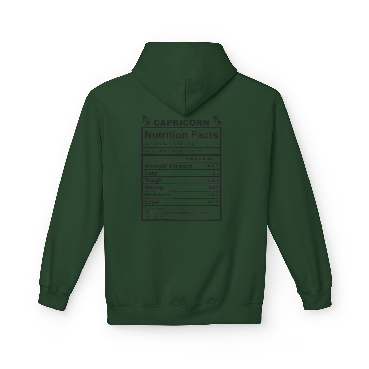Capricorn Hoodie — Zodiac Nutrition Facts Graphic Sweatshirt