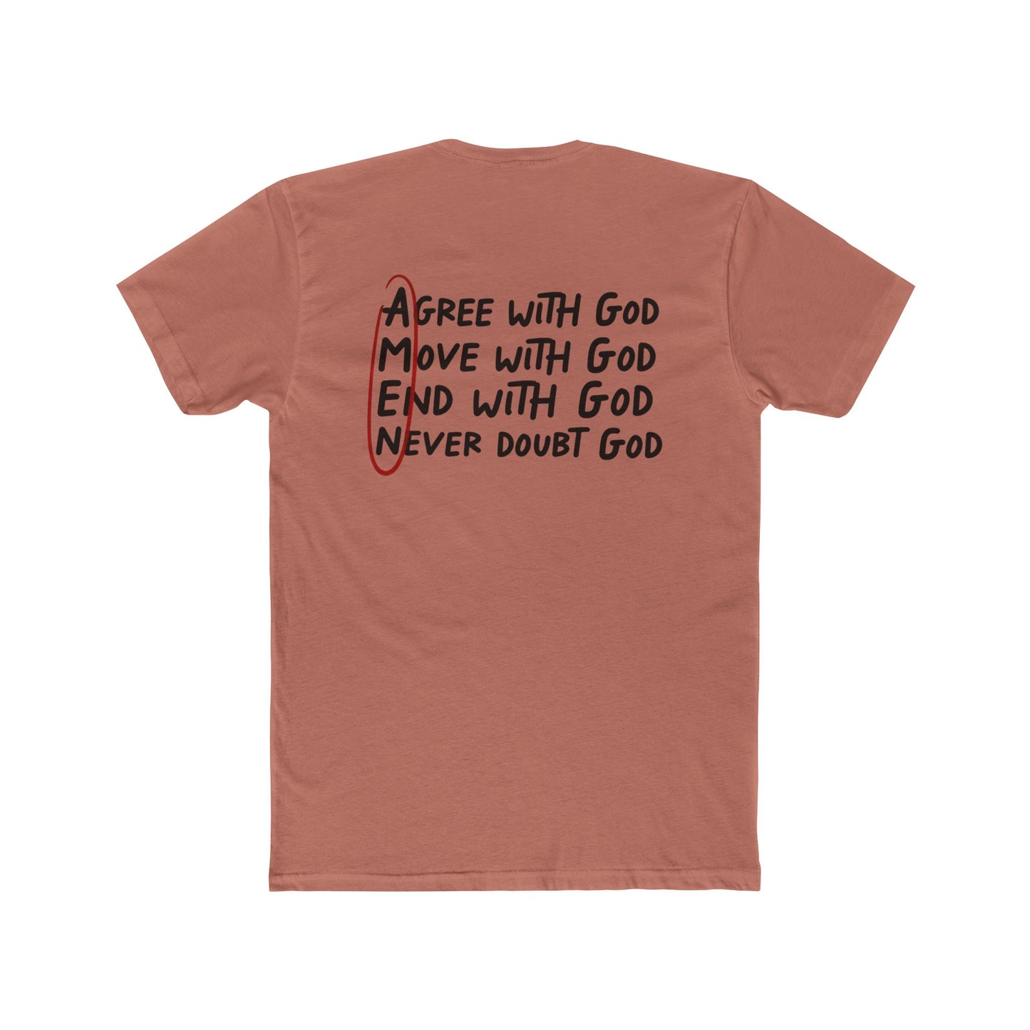 Amen Faith T‑Shirt — "Agree, Move, Mend, Never Doubt God" Christian Crew Tee