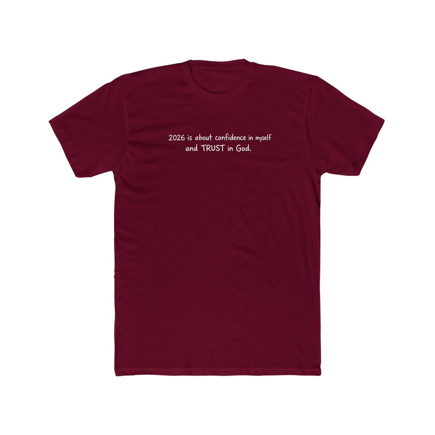 Faith Quote Tee — "Zero is about confidence a noun? and TRUST in God." Cotton Crew
