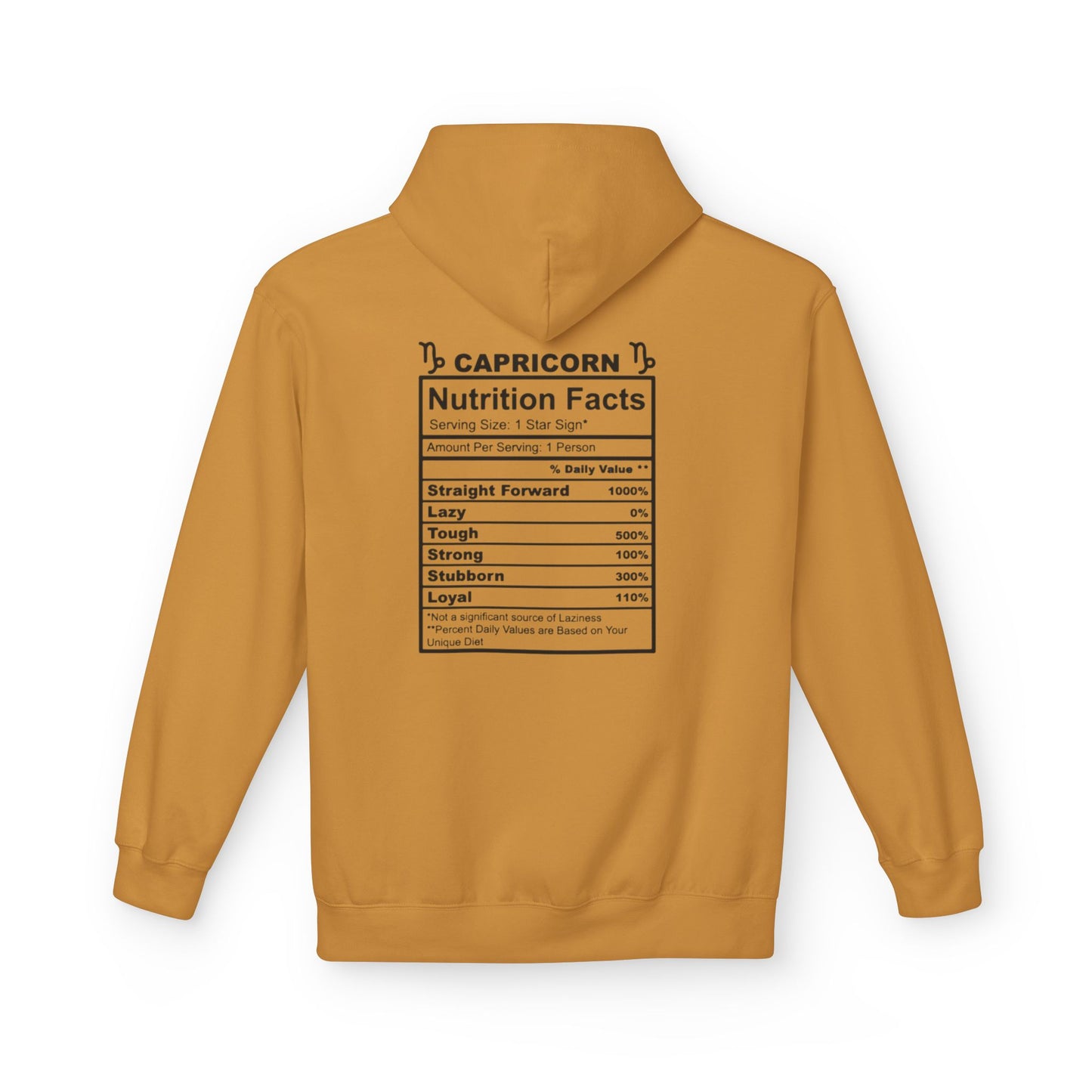Capricorn Hoodie — Zodiac Nutrition Facts Graphic Sweatshirt