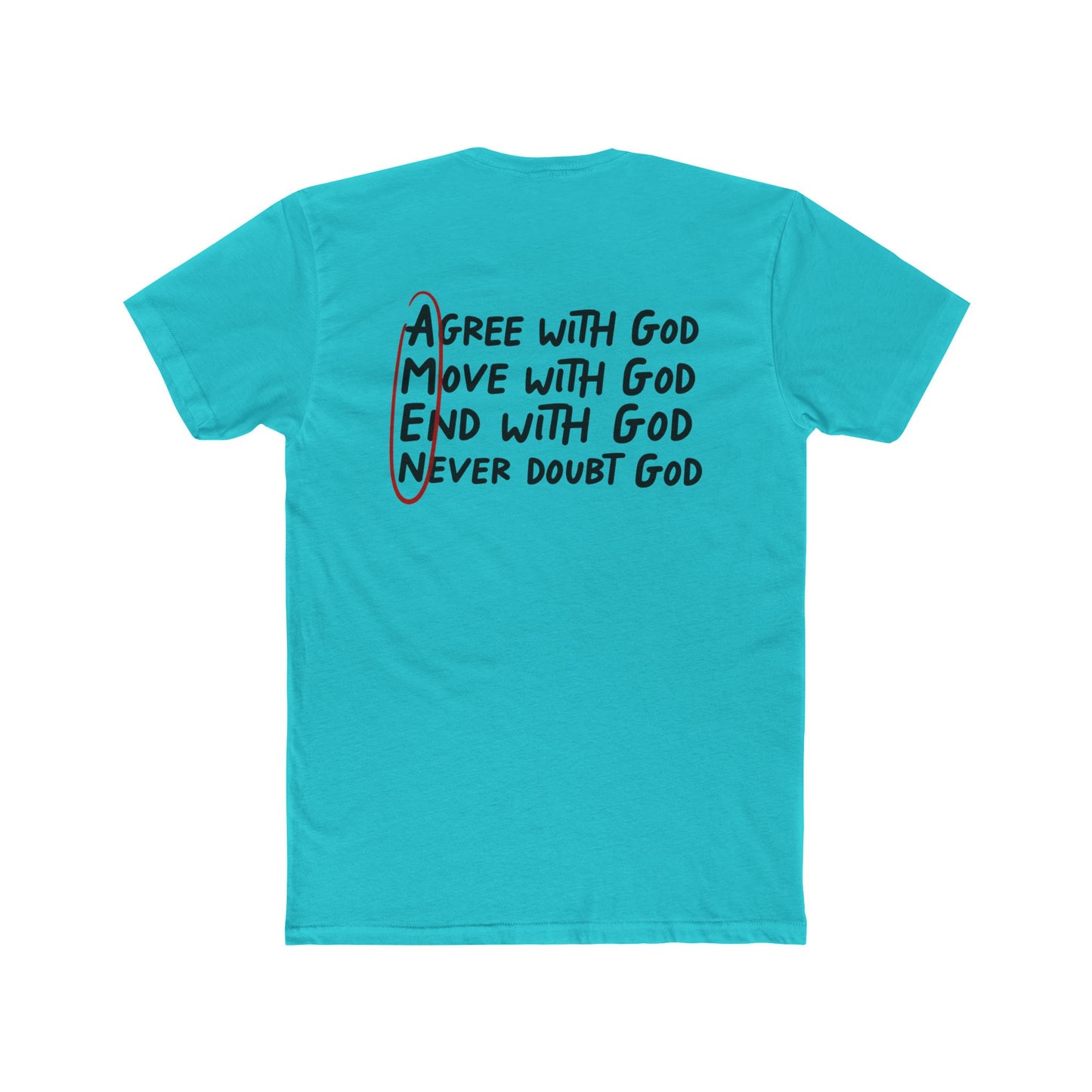 Amen Faith T‑Shirt — "Agree, Move, Mend, Never Doubt God" Christian Crew Tee