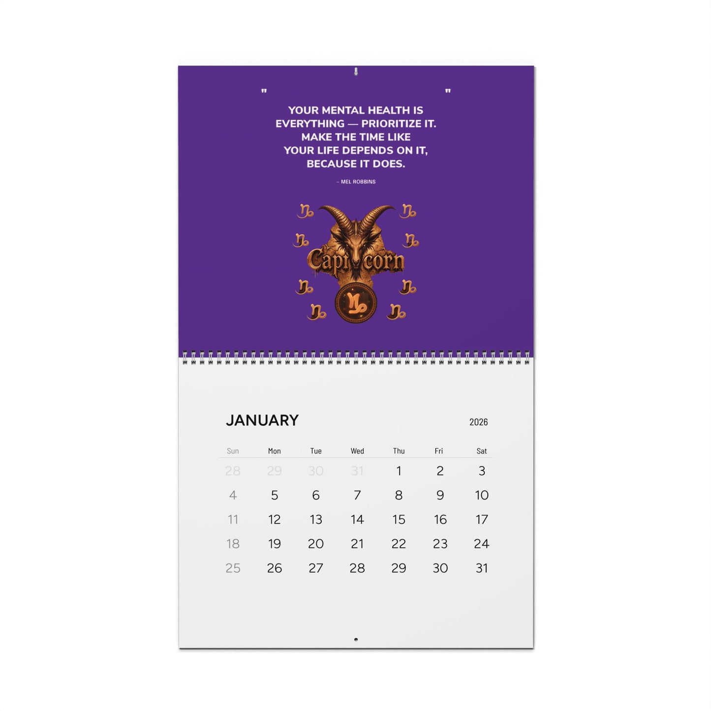 Zodiac Wall Calendar 2026 — Inspirational Capricorn & Virgo Monthly Planner