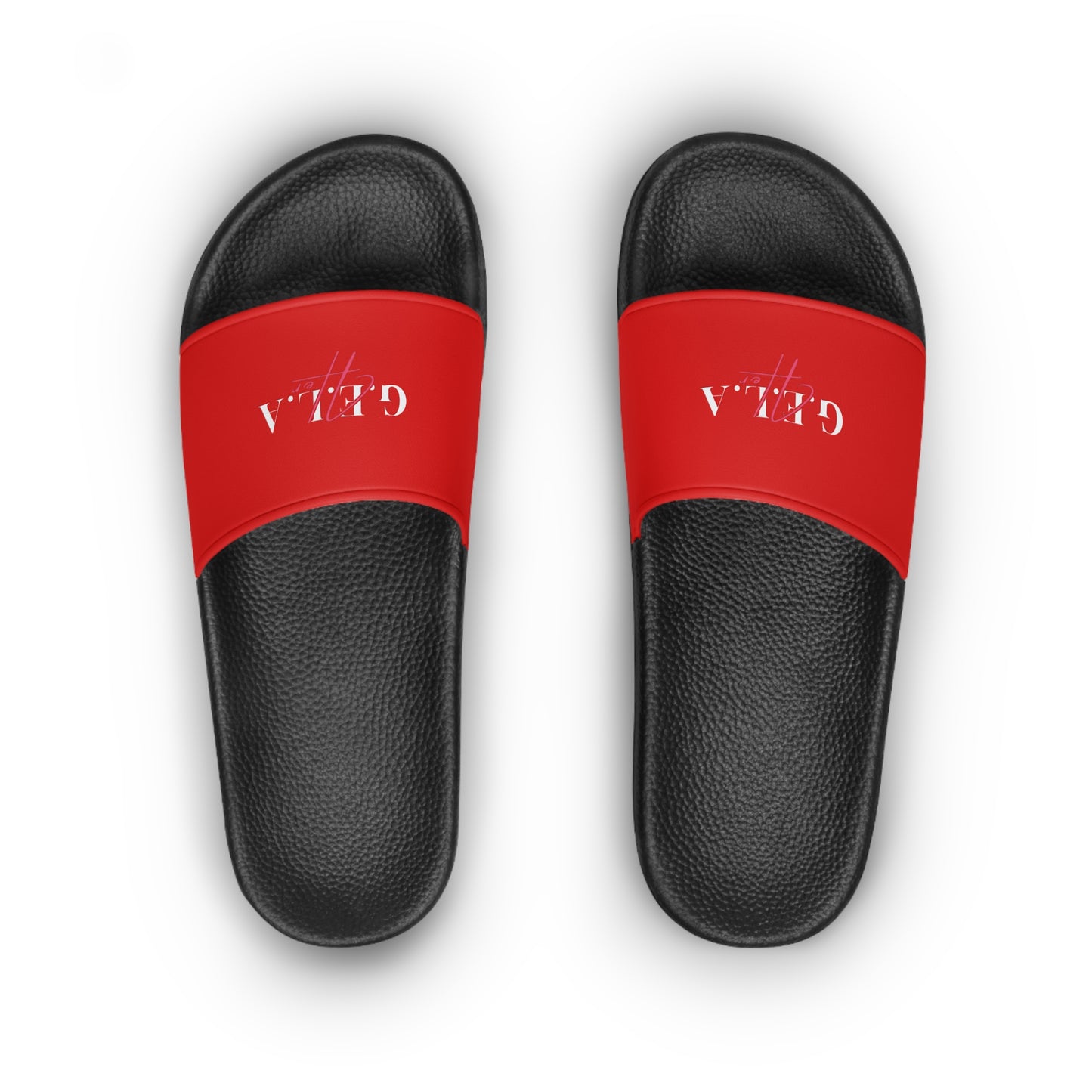 Slide Sandals — Red 'G.E.L.A' Logo Slides for Women