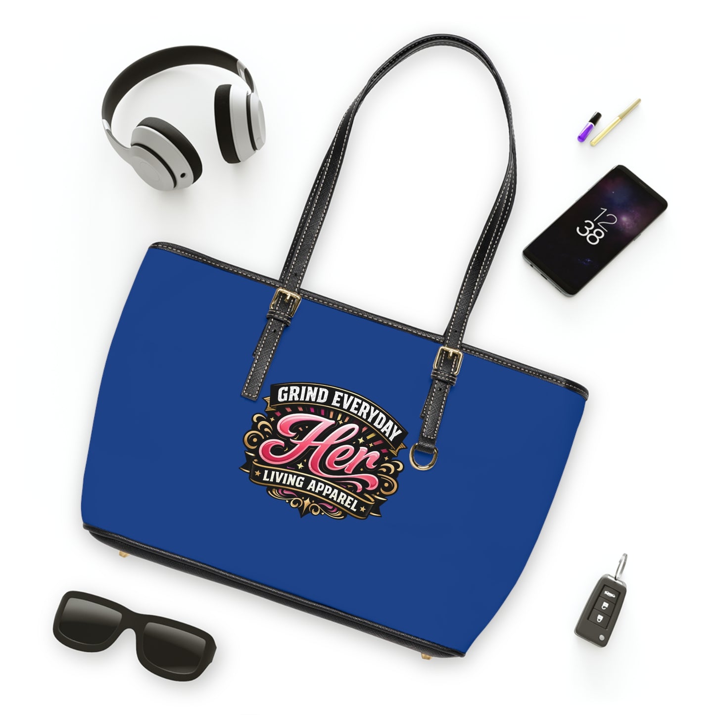 Tote Bag — 'Grind Everyday: Her Living Apparel' PU Leather Shoulder Tote