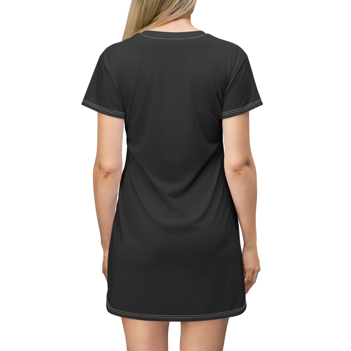 Black T-Shirt Dress — Minimal Casual AOP Dress