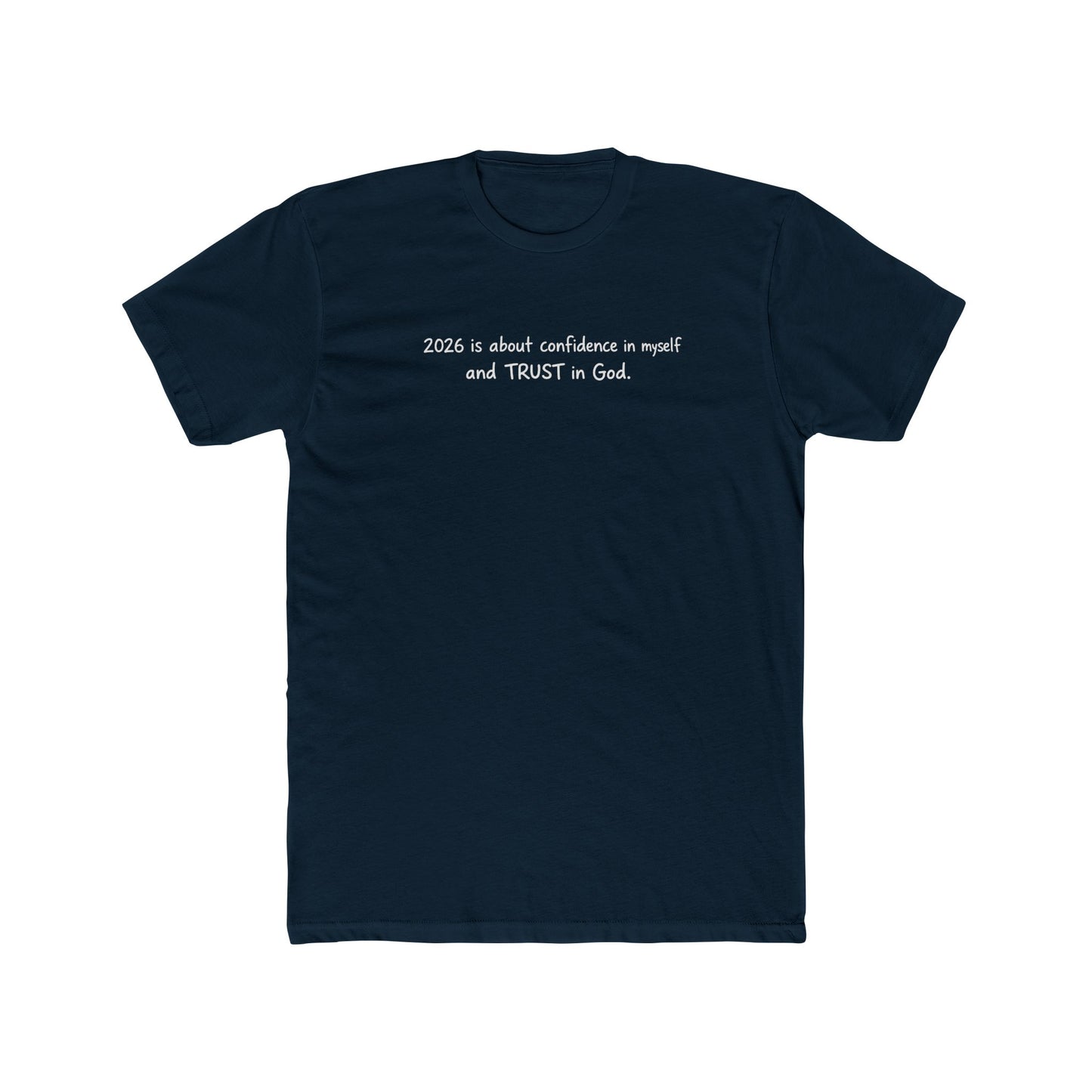Faith Quote Tee — "Zero is about confidence a noun? and TRUST in God." Cotton Crew