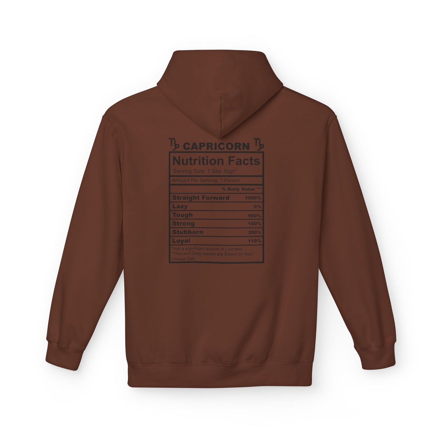 Capricorn Hoodie — Zodiac Nutrition Facts Graphic Sweatshirt