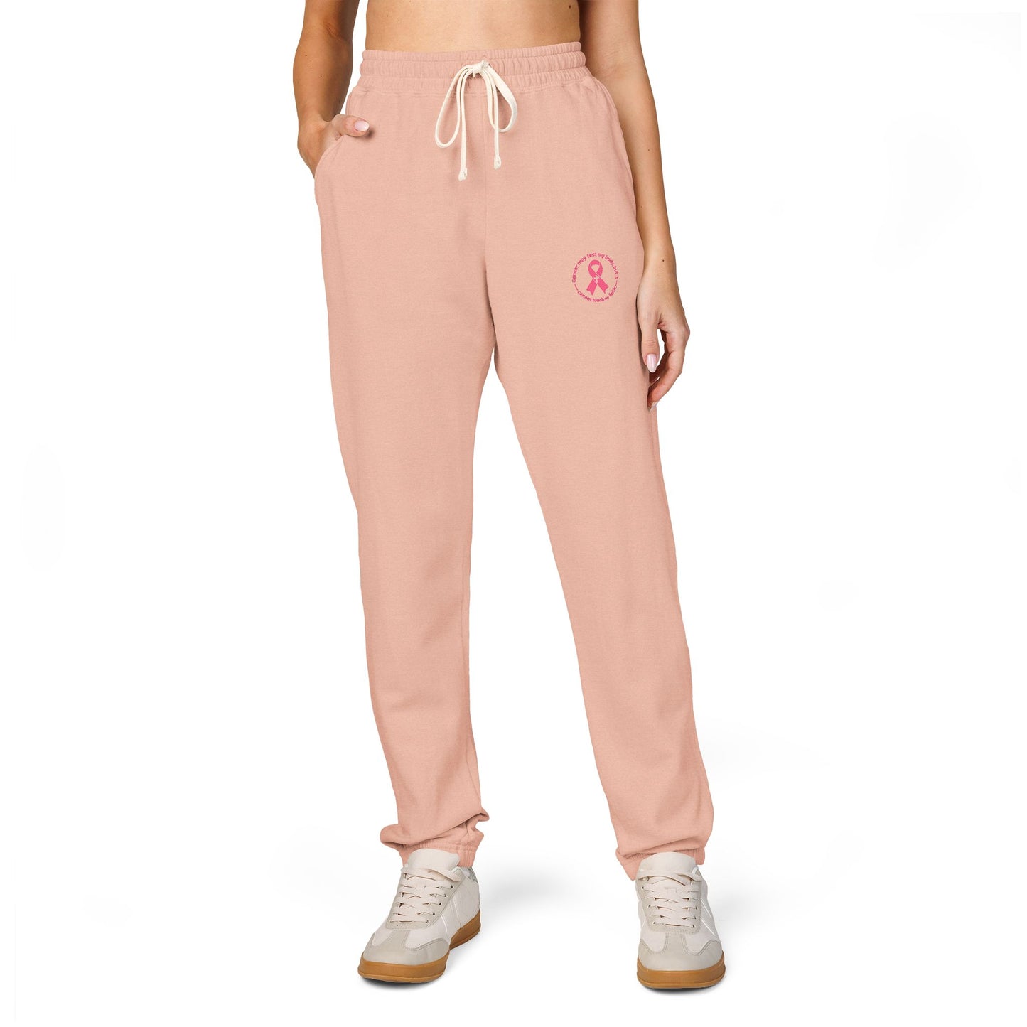 Embroidered Pink Ribbon Joggers — Cancer Awareness Sweatpants