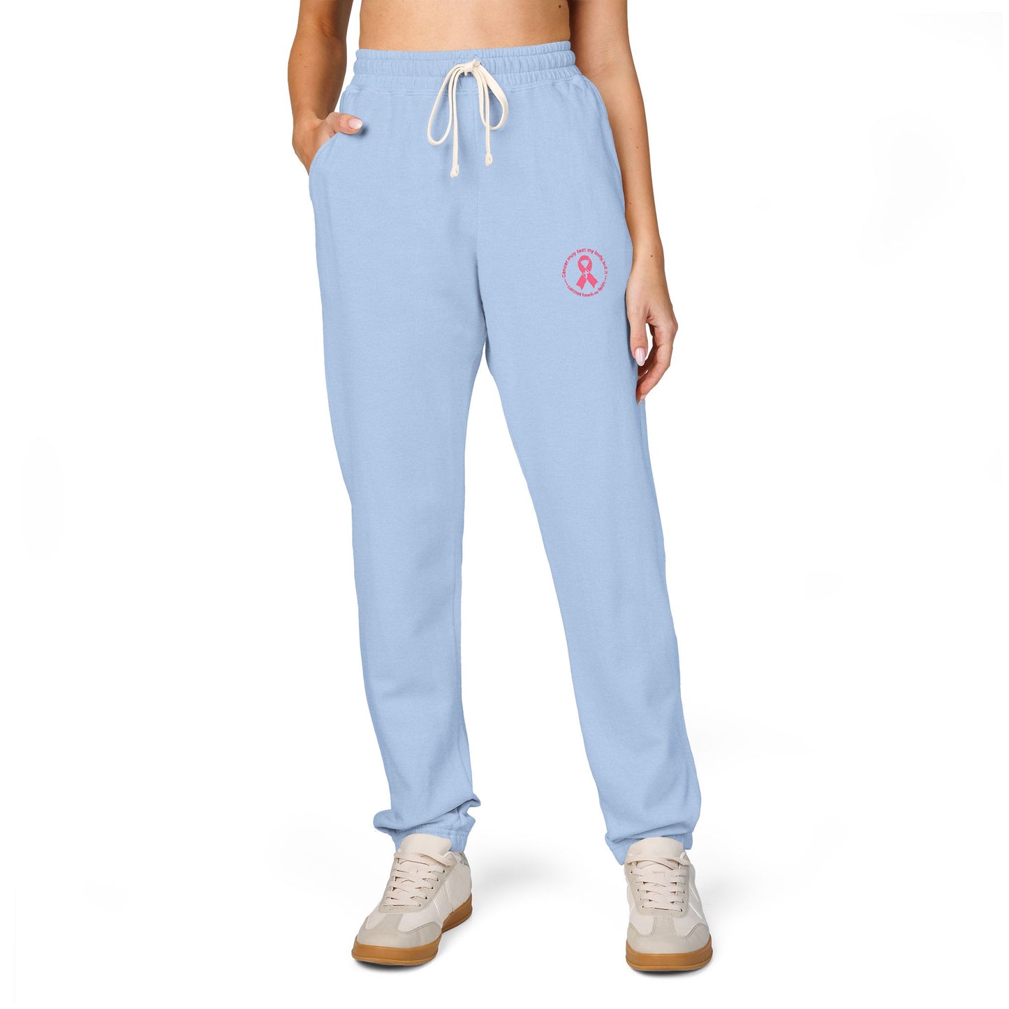 Embroidered Pink Ribbon Joggers — Cancer Awareness Sweatpants