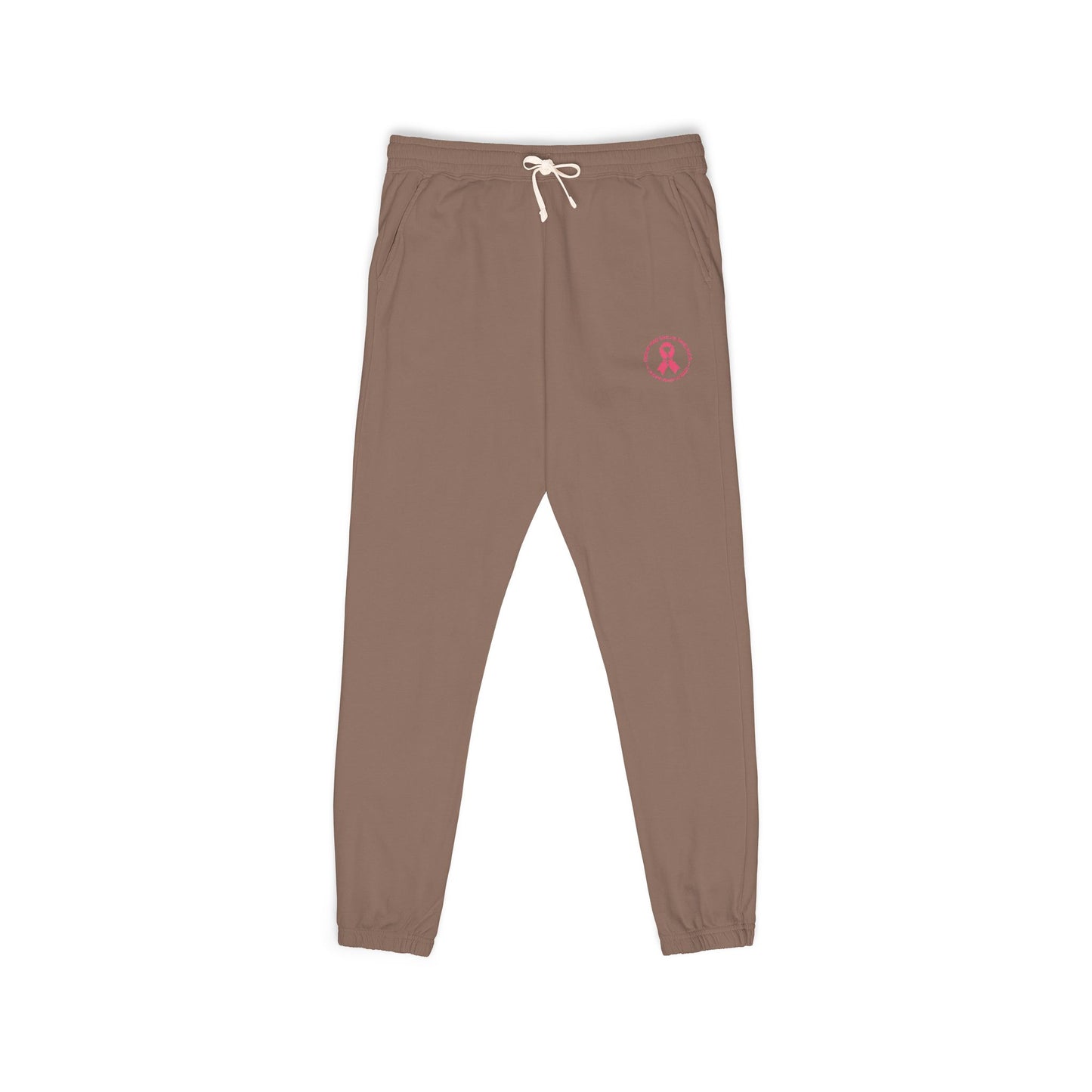 Embroidered Pink Ribbon Joggers — Cancer Awareness Sweatpants