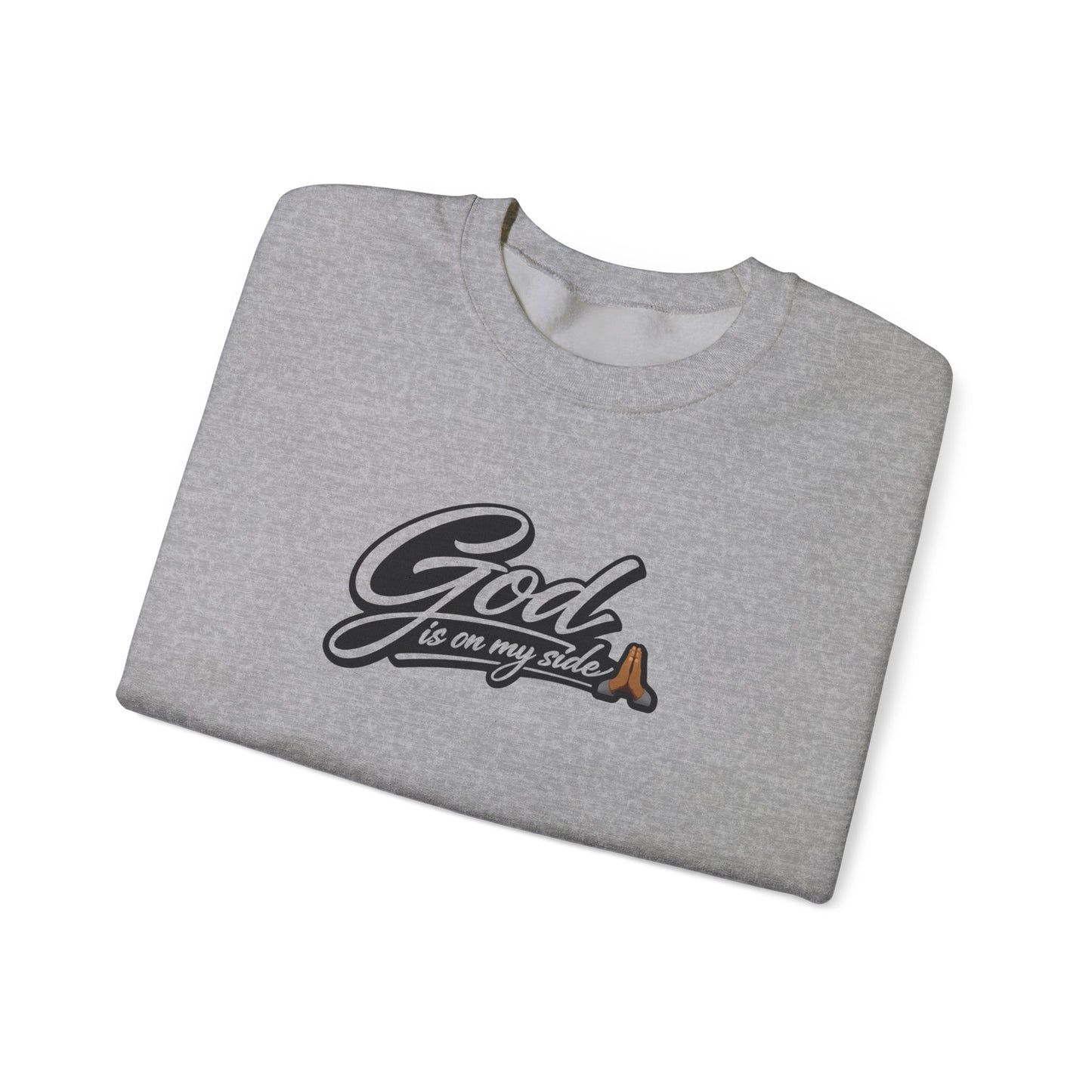 Crewneck Sweatshirt — "God Is On My Side" Faith Script Logo