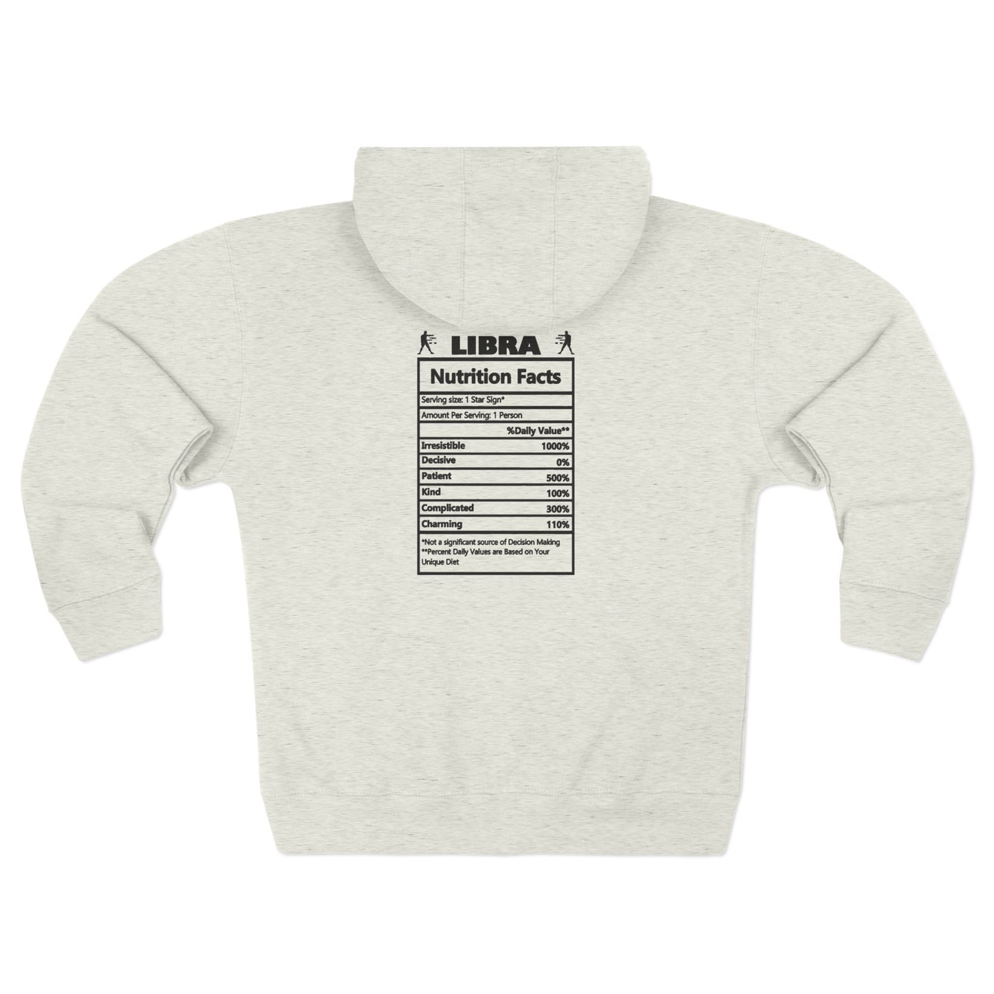 Libra Zip Hoodie — Zodiac Nutrition Facts Graphic Hoodie
