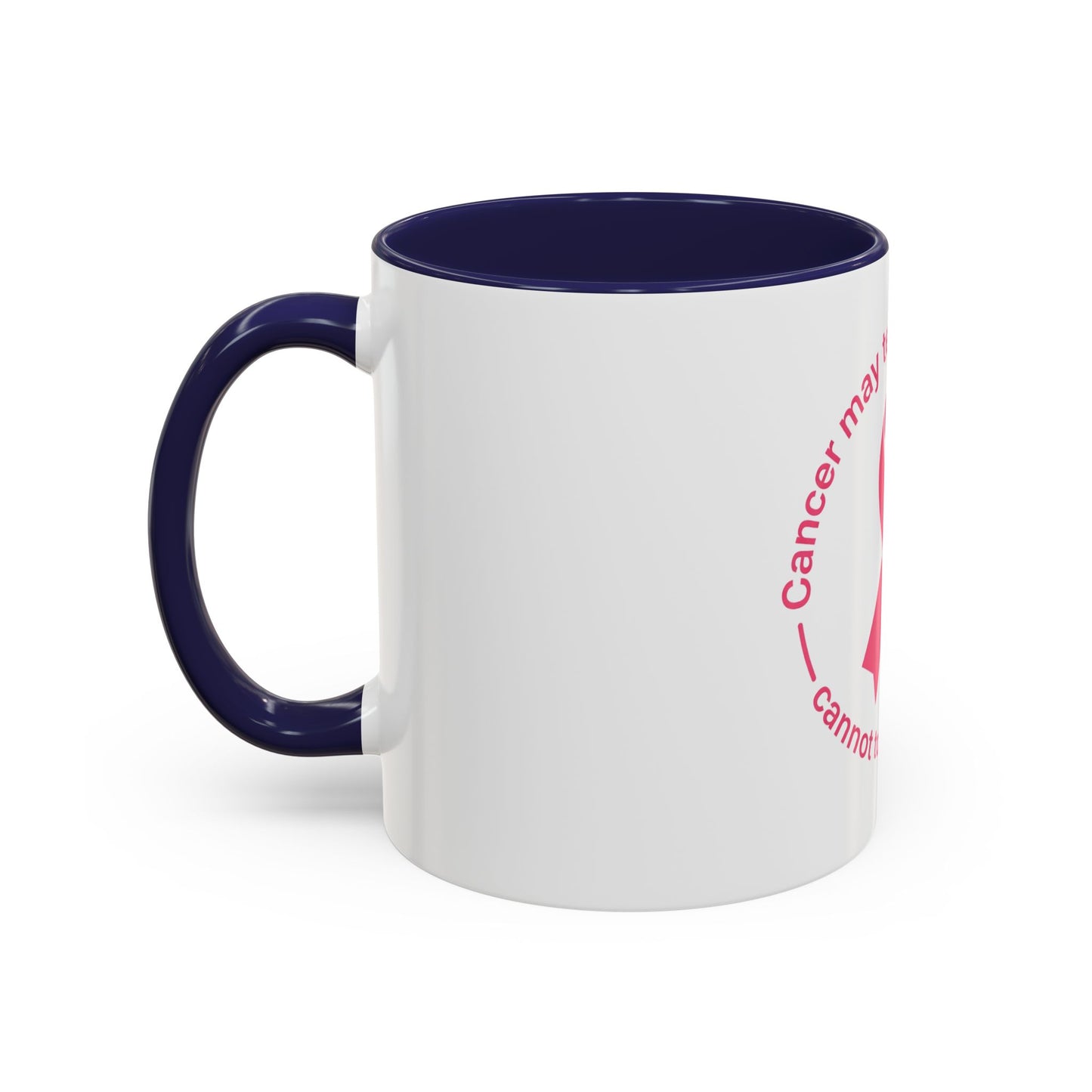 Cancer Faith Ribbon Mug – "Cancer may test my body, but it cannot touch my faith" Accent Coffee Mug