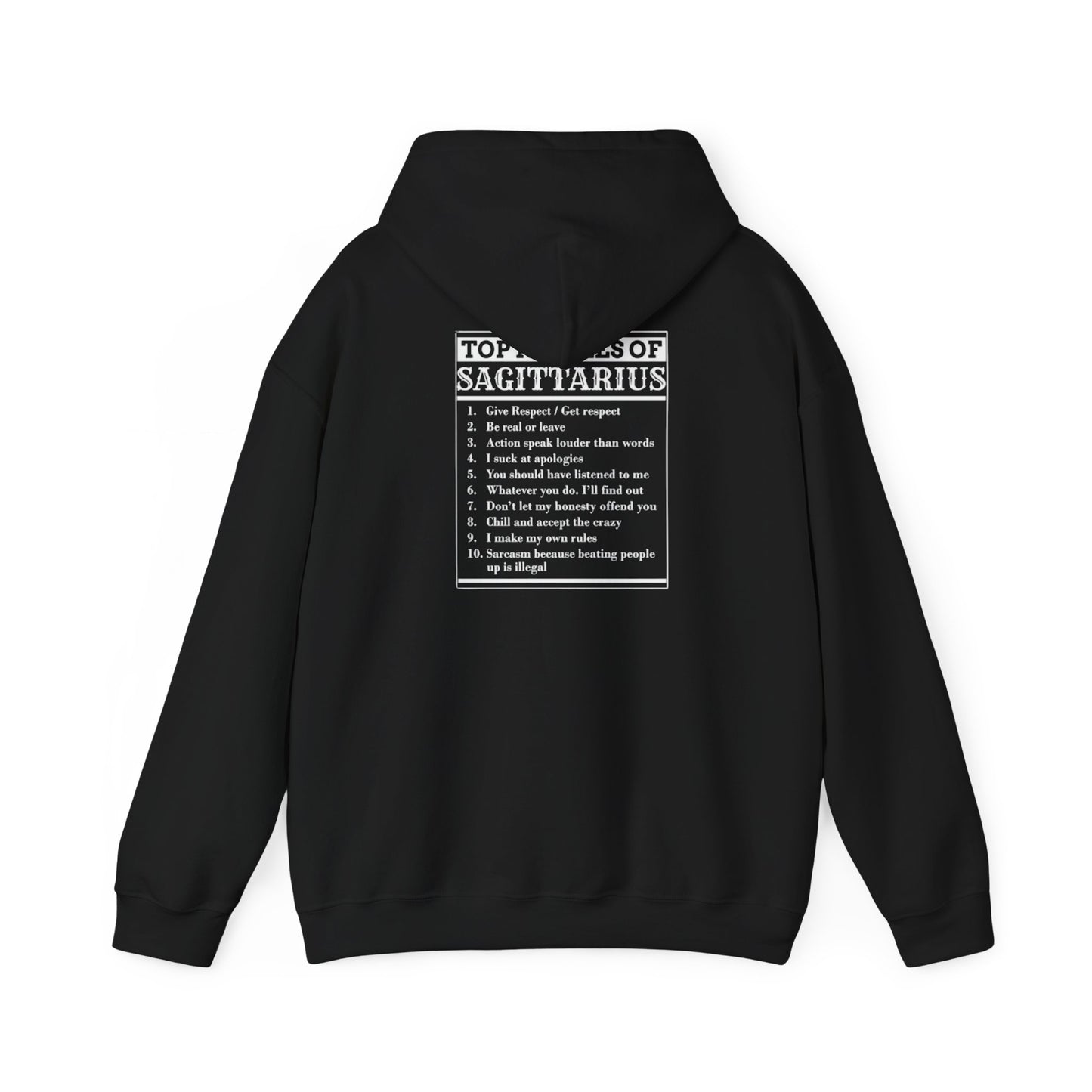 Sagittarius Zodiac Hoodie – Astrology Archer Graphic Sweatshirt with 'Top 10 Traits of Sagittarius' Back Print