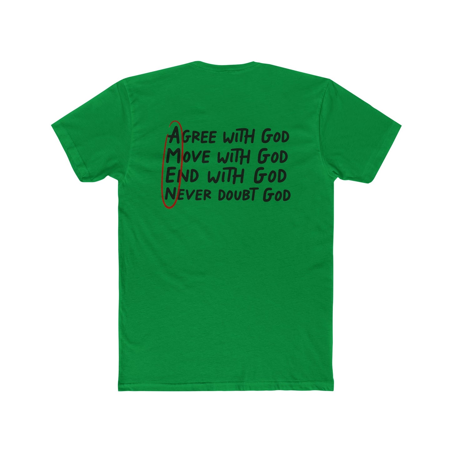 Amen Faith T‑Shirt — "Agree, Move, Mend, Never Doubt God" Christian Crew Tee