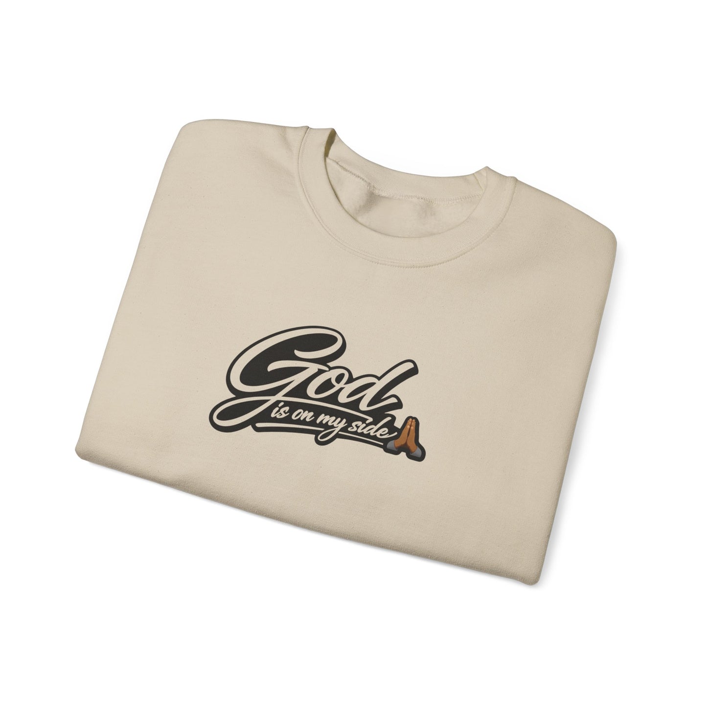 Crewneck Sweatshirt — "God Is On My Side" Faith Script Logo