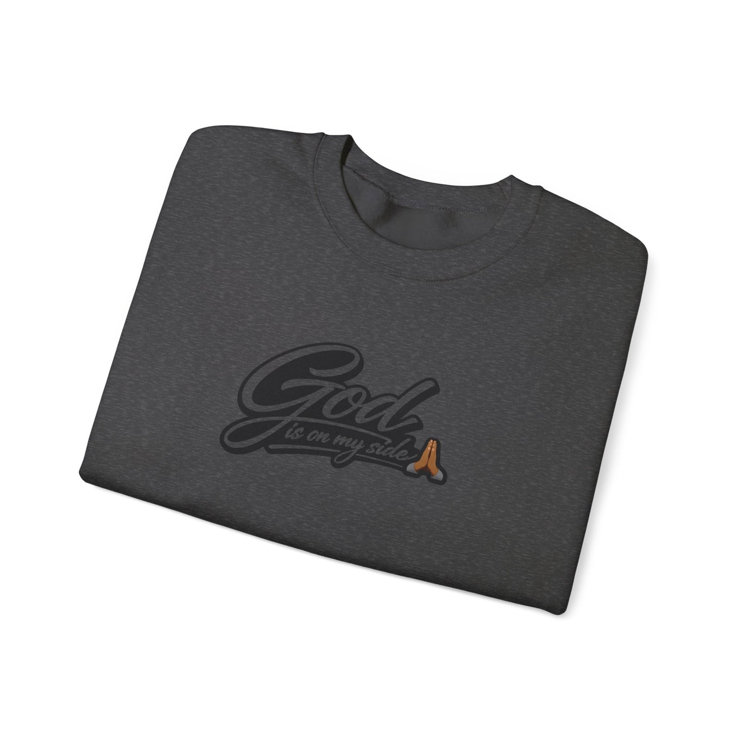 Crewneck Sweatshirt — "God Is On My Side" Faith Script Logo