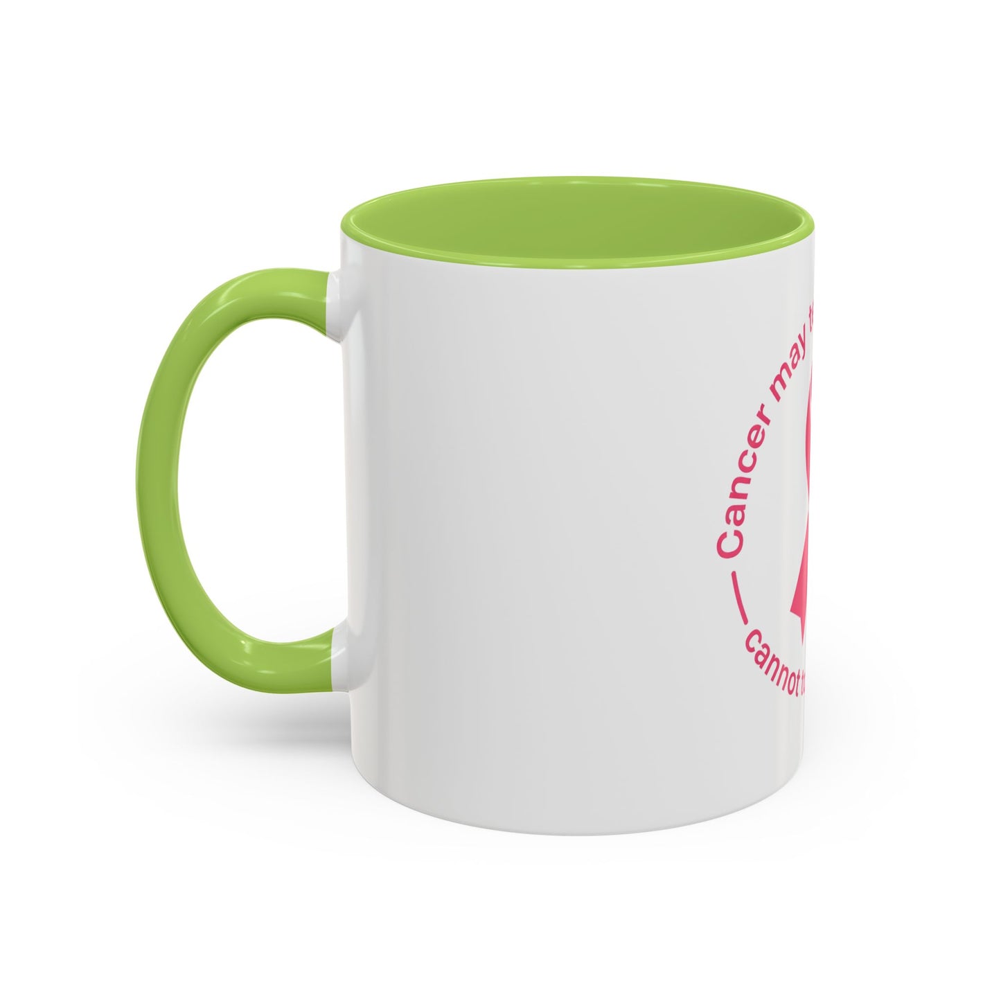Cancer Faith Ribbon Mug – "Cancer may test my body, but it cannot touch my faith" Accent Coffee Mug