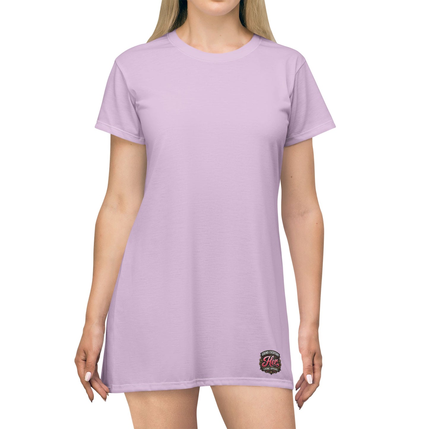 Lilac AOP T‑Shirt Dress – Casual Summer Shift Dress