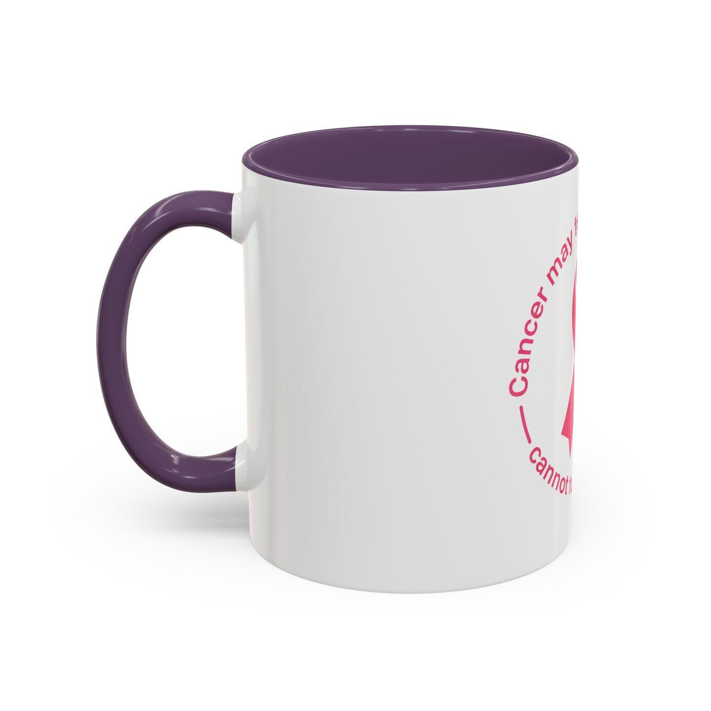 Cancer Faith Ribbon Mug – "Cancer may test my body, but it cannot touch my faith" Accent Coffee Mug