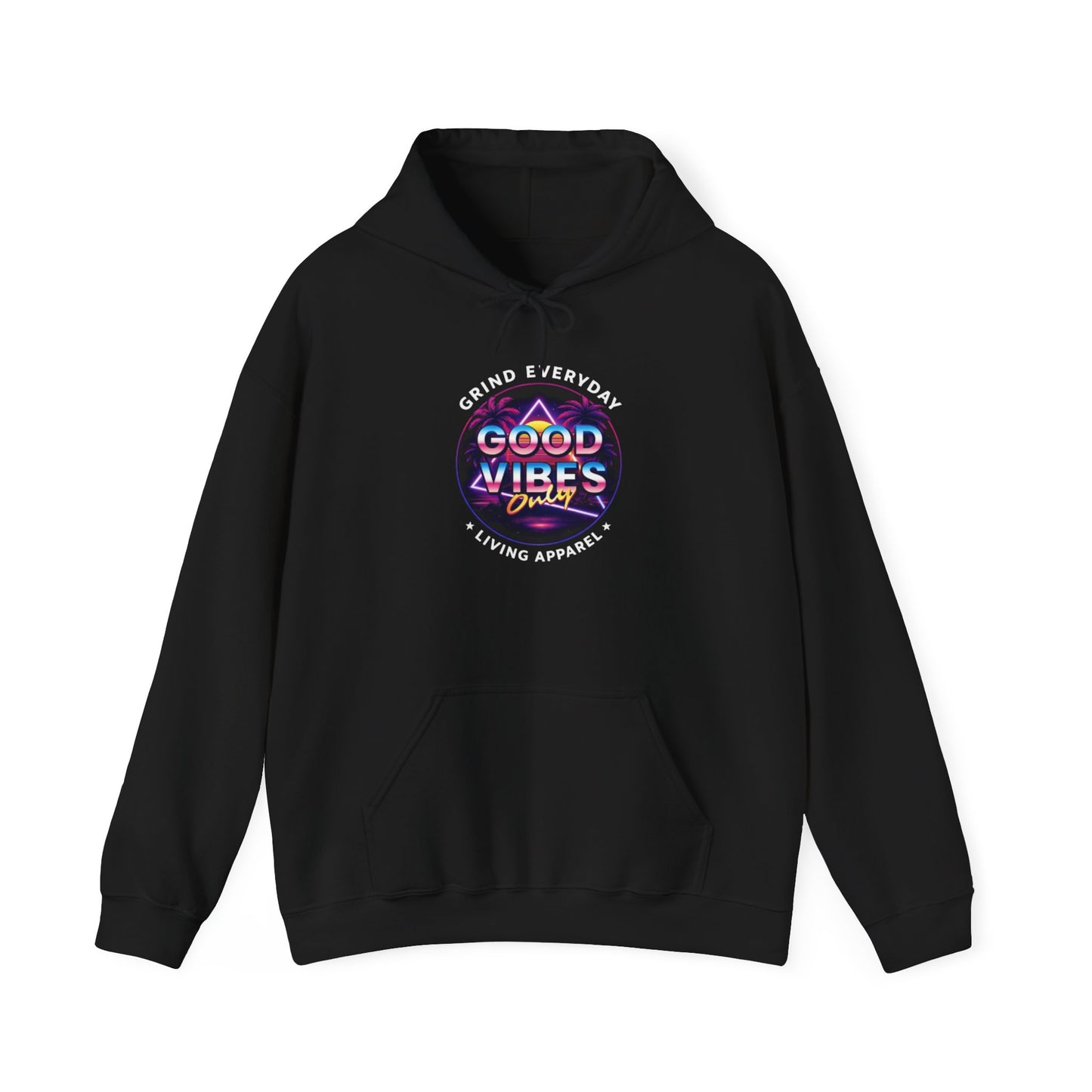 Good Vibes Hoodie – Neon Retro 'Grind Everyday' Graphic Hooded Sweatshirt