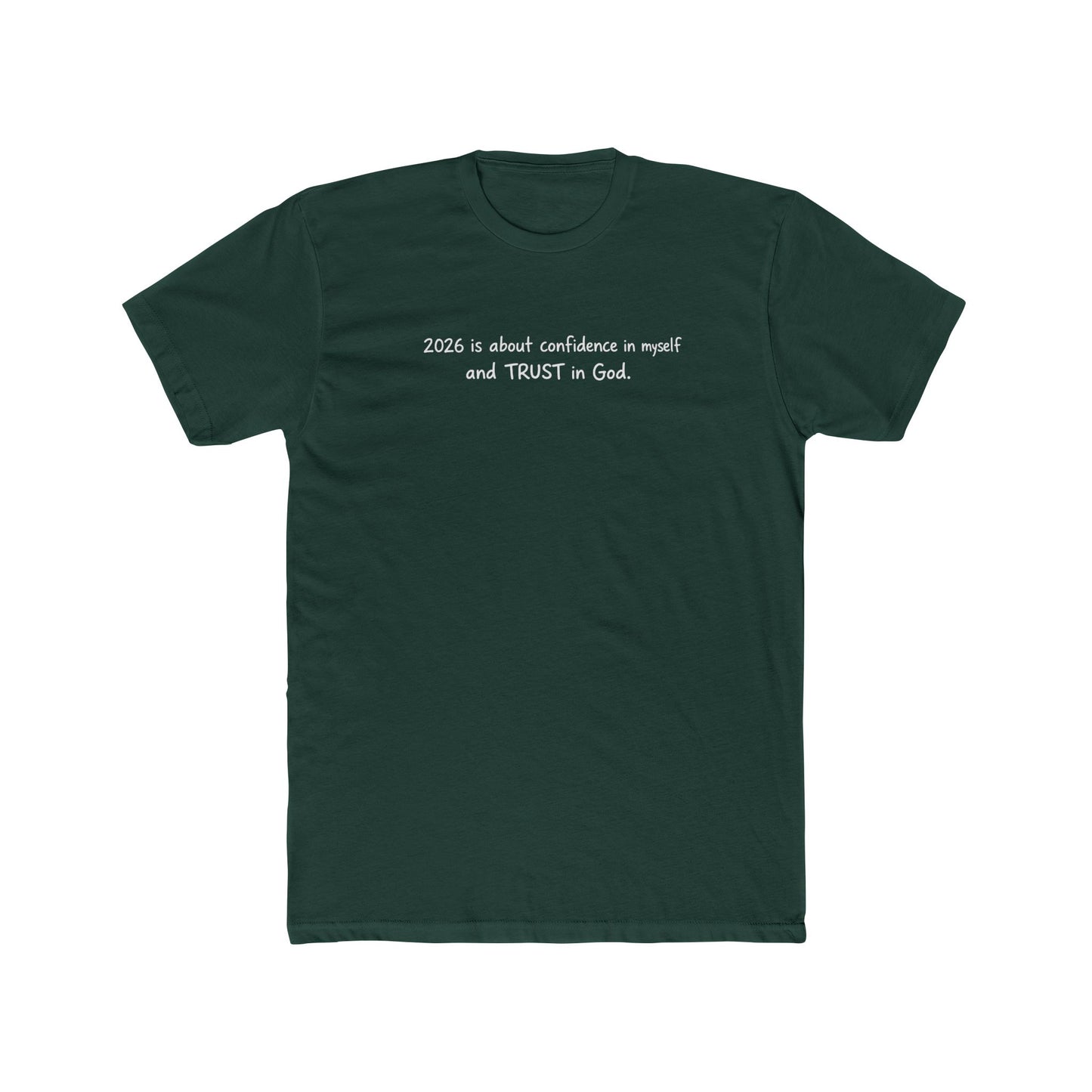 Faith Quote Tee — "Zero is about confidence a noun? and TRUST in God." Cotton Crew