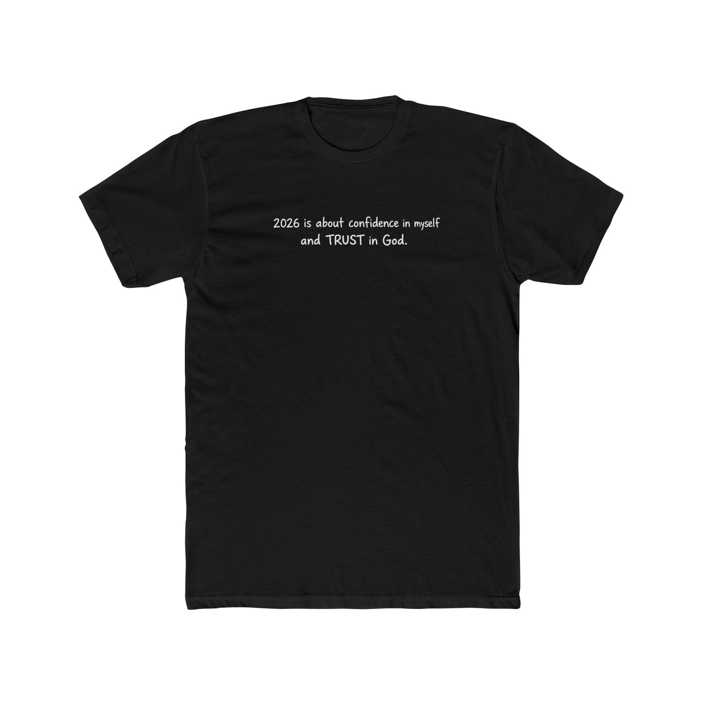 Faith Quote Tee — "Zero is about confidence a noun? and TRUST in God." Cotton Crew