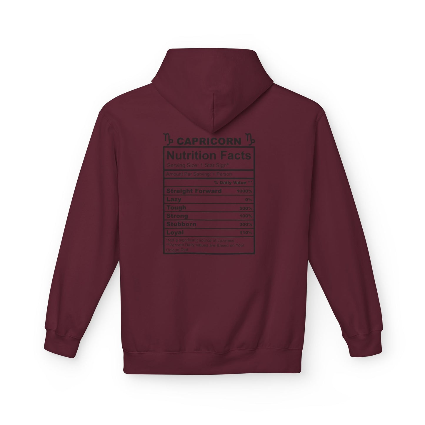 Capricorn Hoodie — Zodiac Nutrition Facts Graphic Sweatshirt