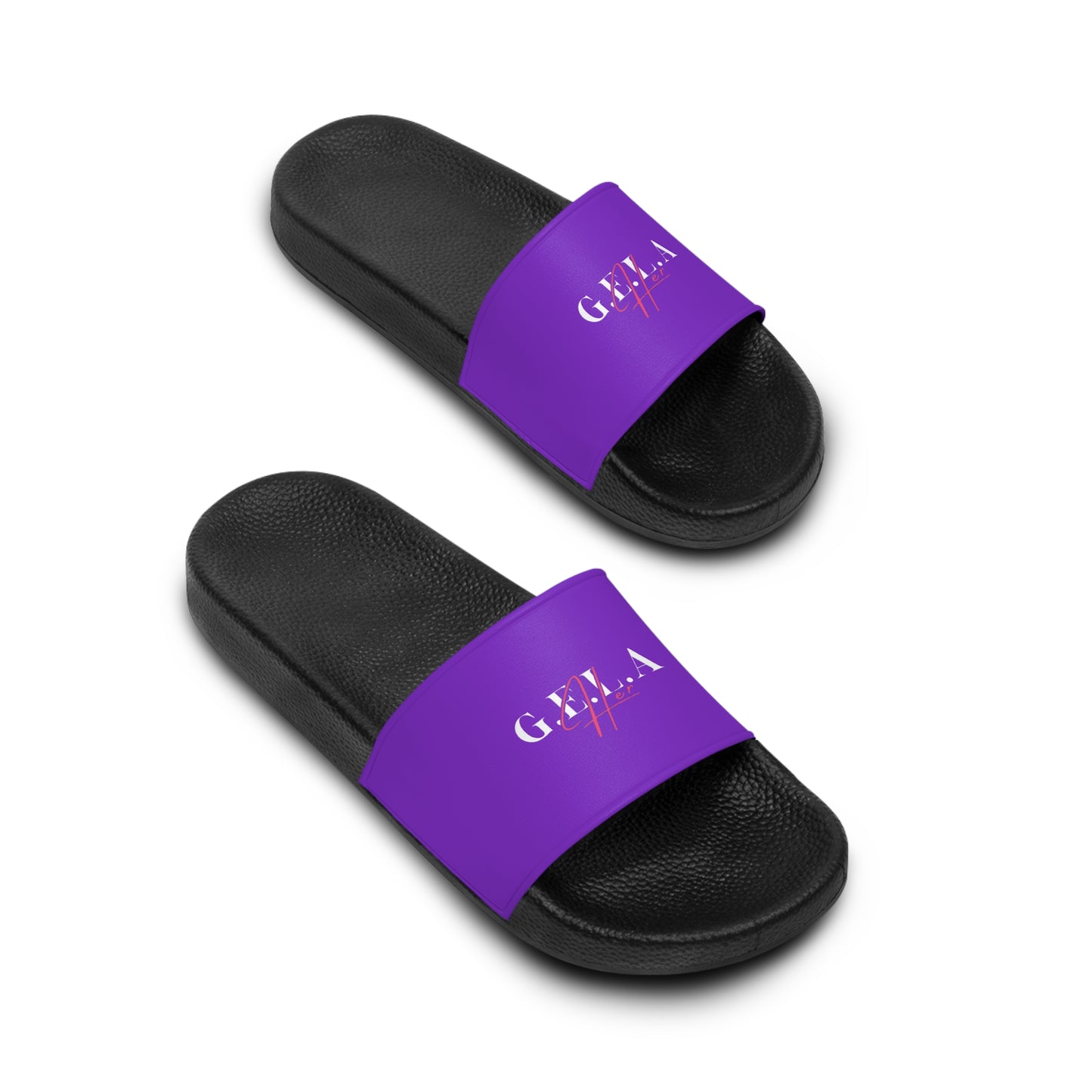 Slide Sandals — 'G.E.L.A' Script Logo Women's Summer Slides