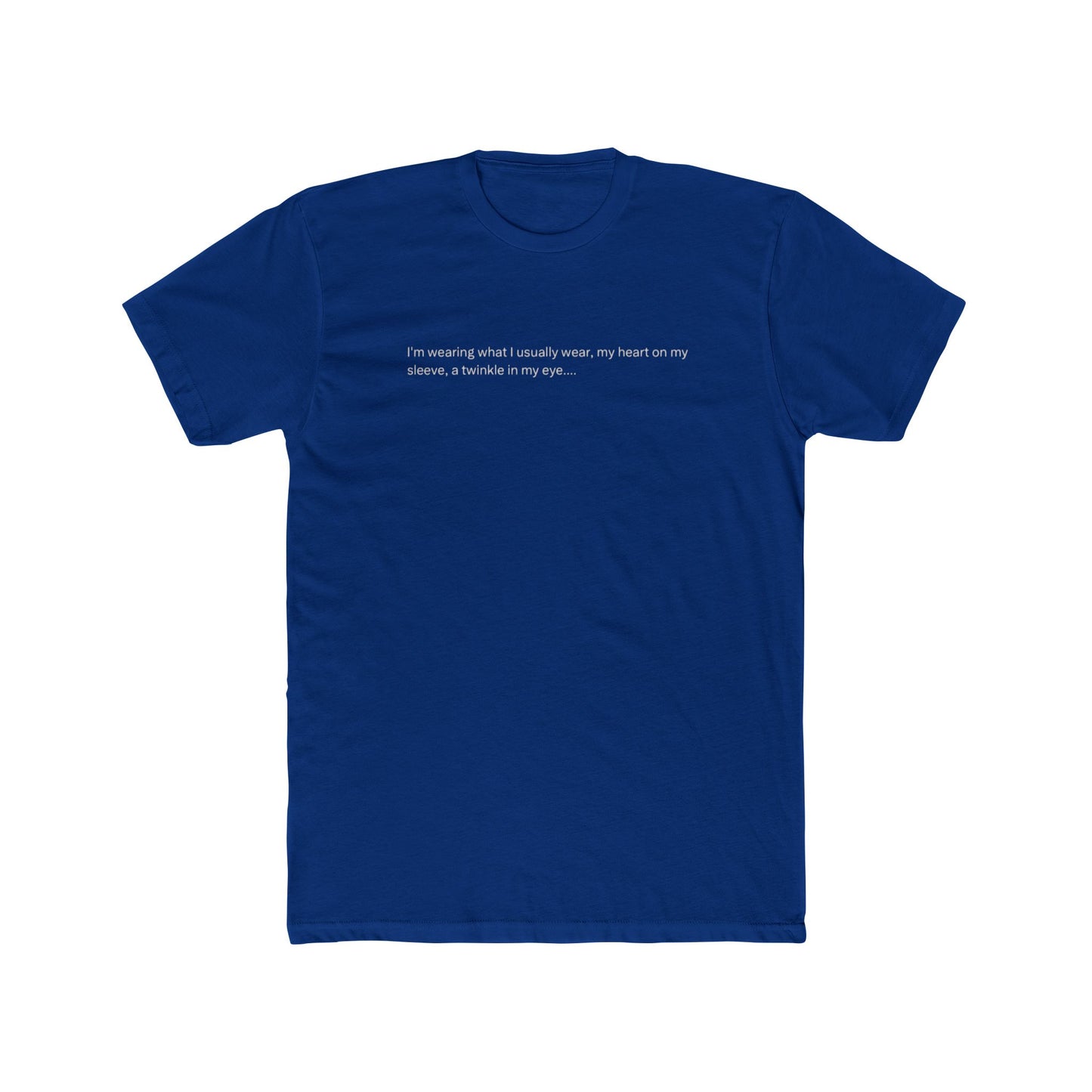 Minimalist Black T‑Shirt with Small White Quote — "I’m assuming what I actually want, my heart or my stomach, is invisible in any state."