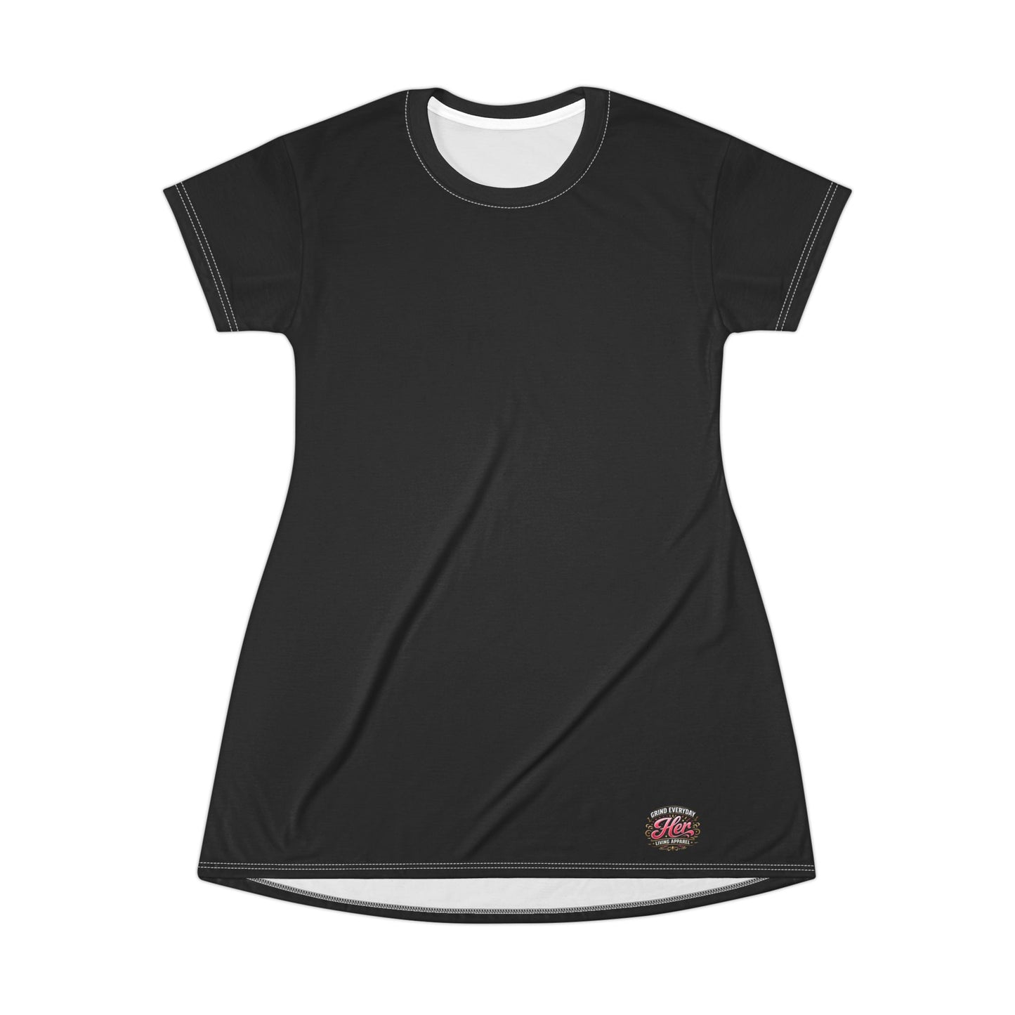 Black T-Shirt Dress — Minimal Casual AOP Dress