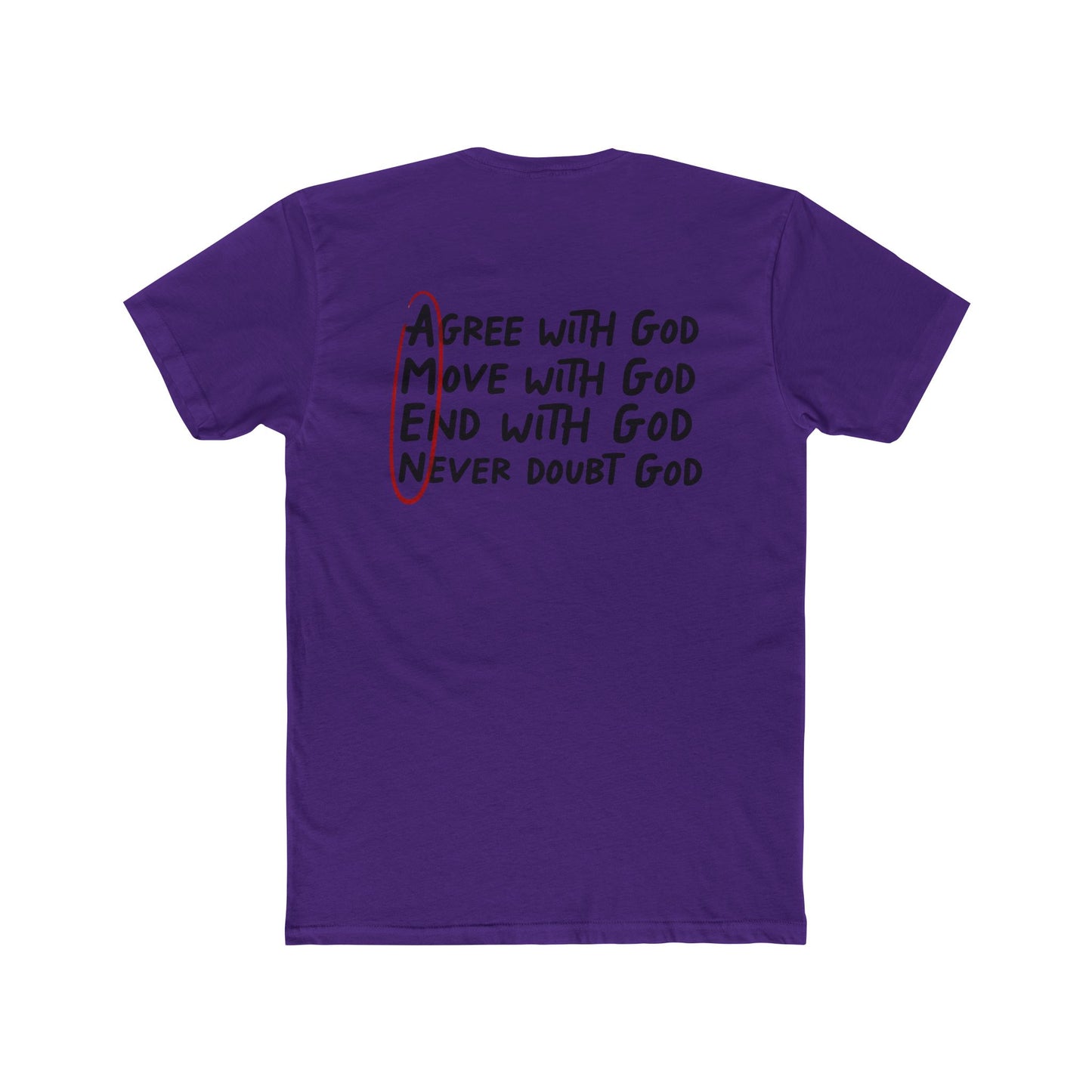 Amen Faith T‑Shirt — "Agree, Move, Mend, Never Doubt God" Christian Crew Tee