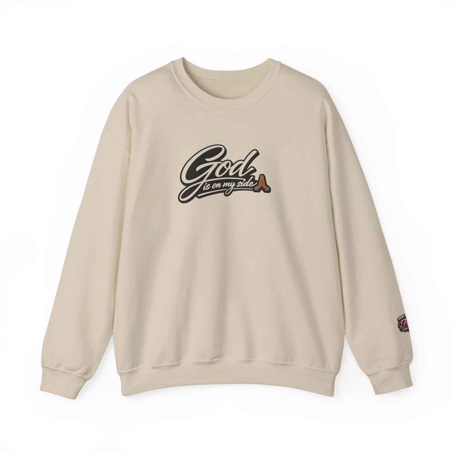 Crewneck Sweatshirt — "God Is On My Side" Faith Script Logo