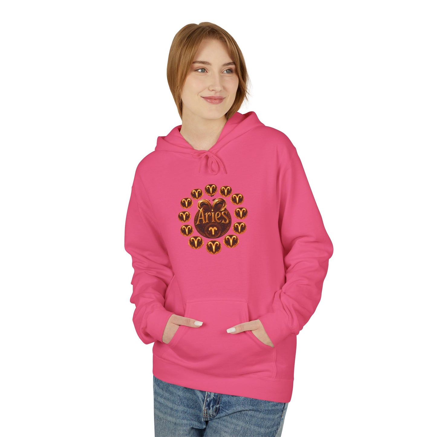 Aries Astrological Hoodie — Vintage Puck Circle Design