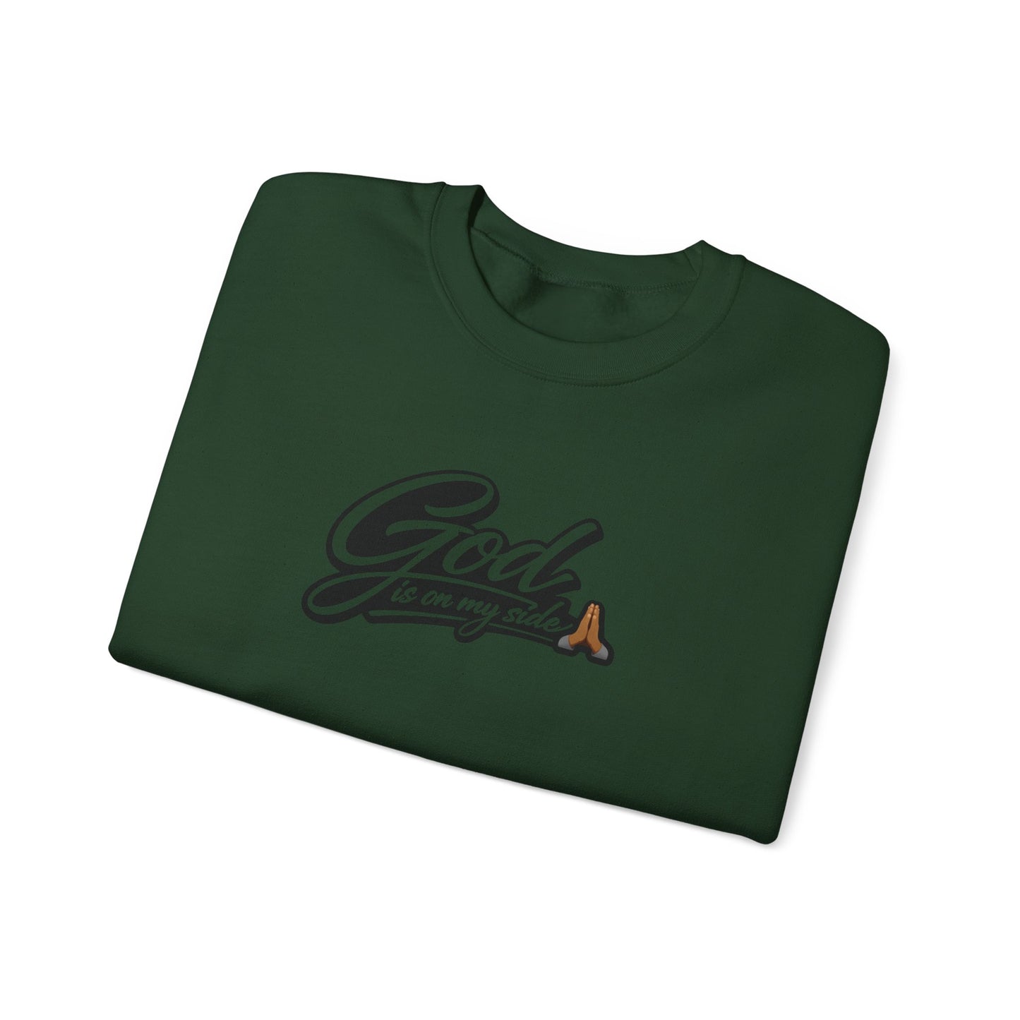 Crewneck Sweatshirt — "God Is On My Side" Faith Script Logo